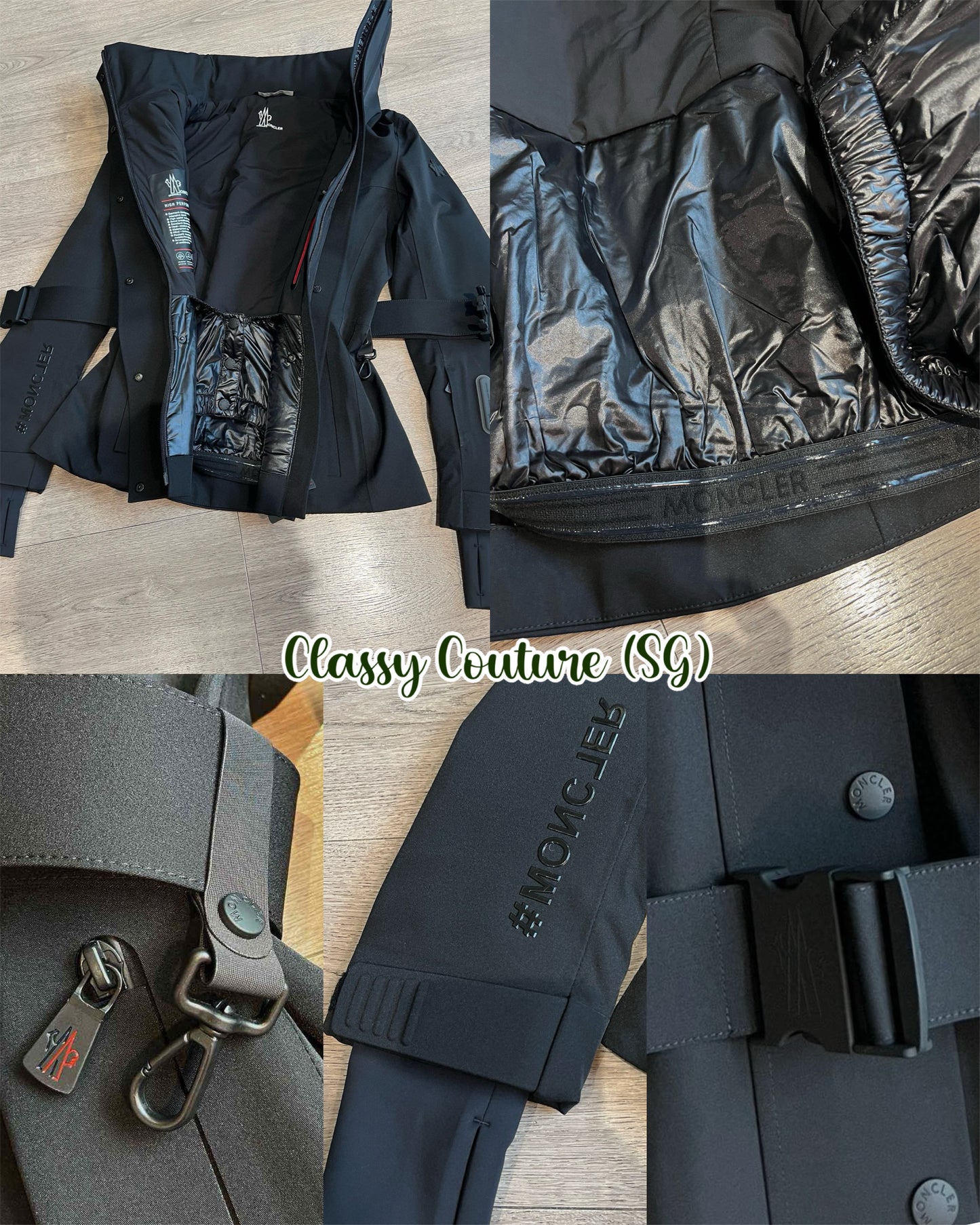 MC Hainet Belted Ski Jacket in Black & Blue