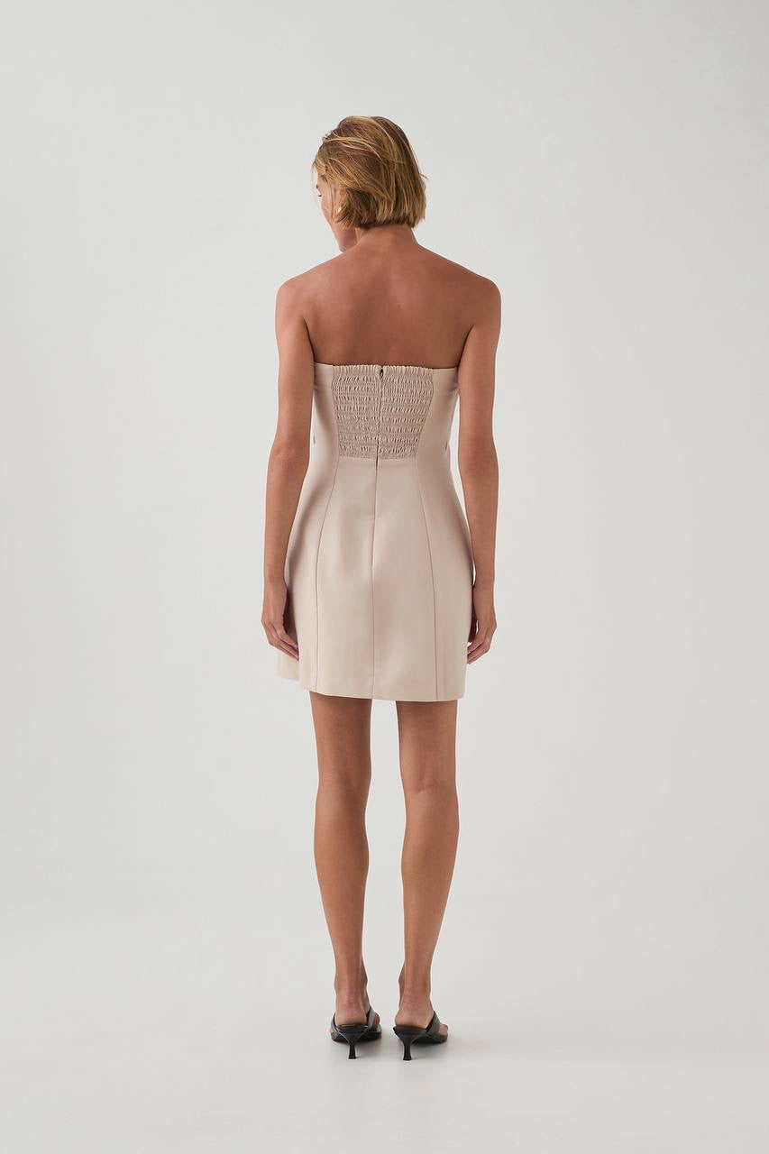 AJ Lucine Lyocell-Linen Strapless Mini Dress