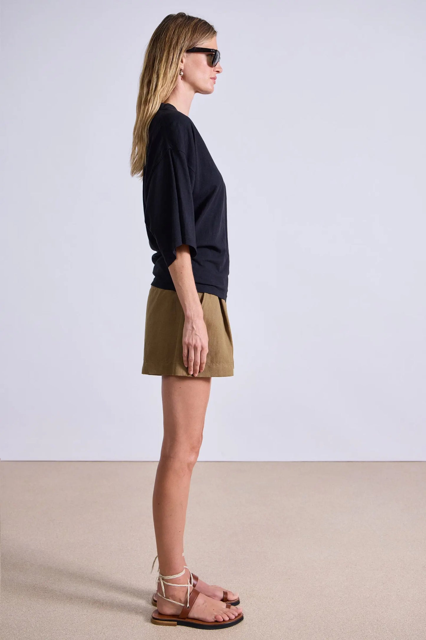 AA Bari Short Cotton-Linen High-Waist Shorts