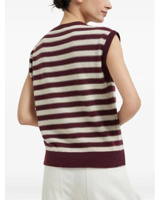 BC Red Cashmere Knitted Sleeveless Vest Top | Cardigan with Sparkling Stripes | Set