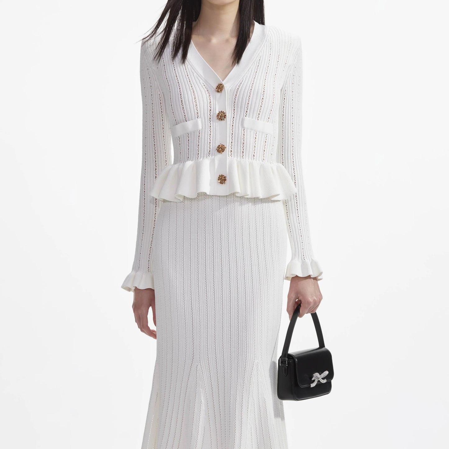 SP White Knit Peplum Mini | Midi Dress