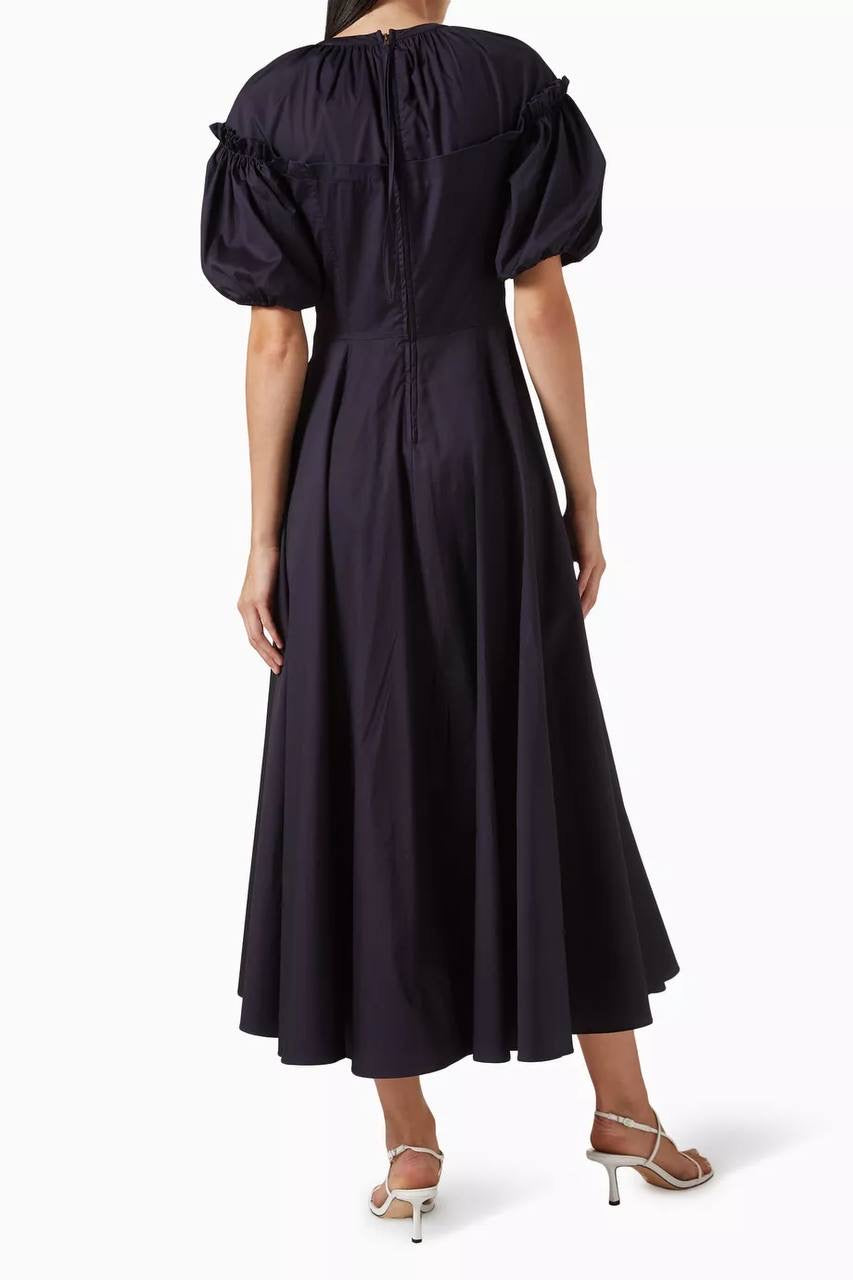 UJ Estelle Cotton Corset Midi Dress in Navy Blue