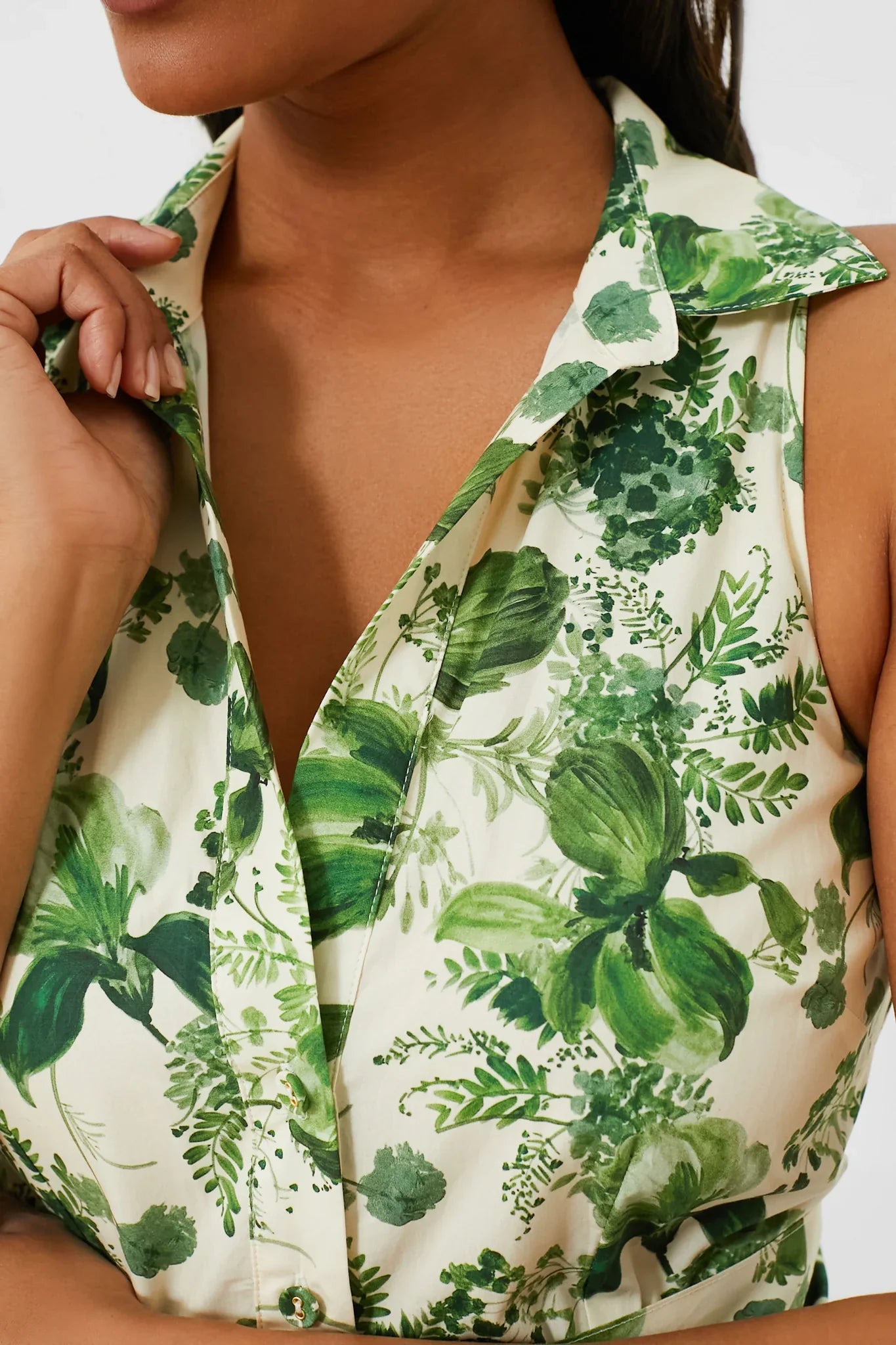 CC Adriana Cotton Maxi Dress in Olive Hanging Orchids