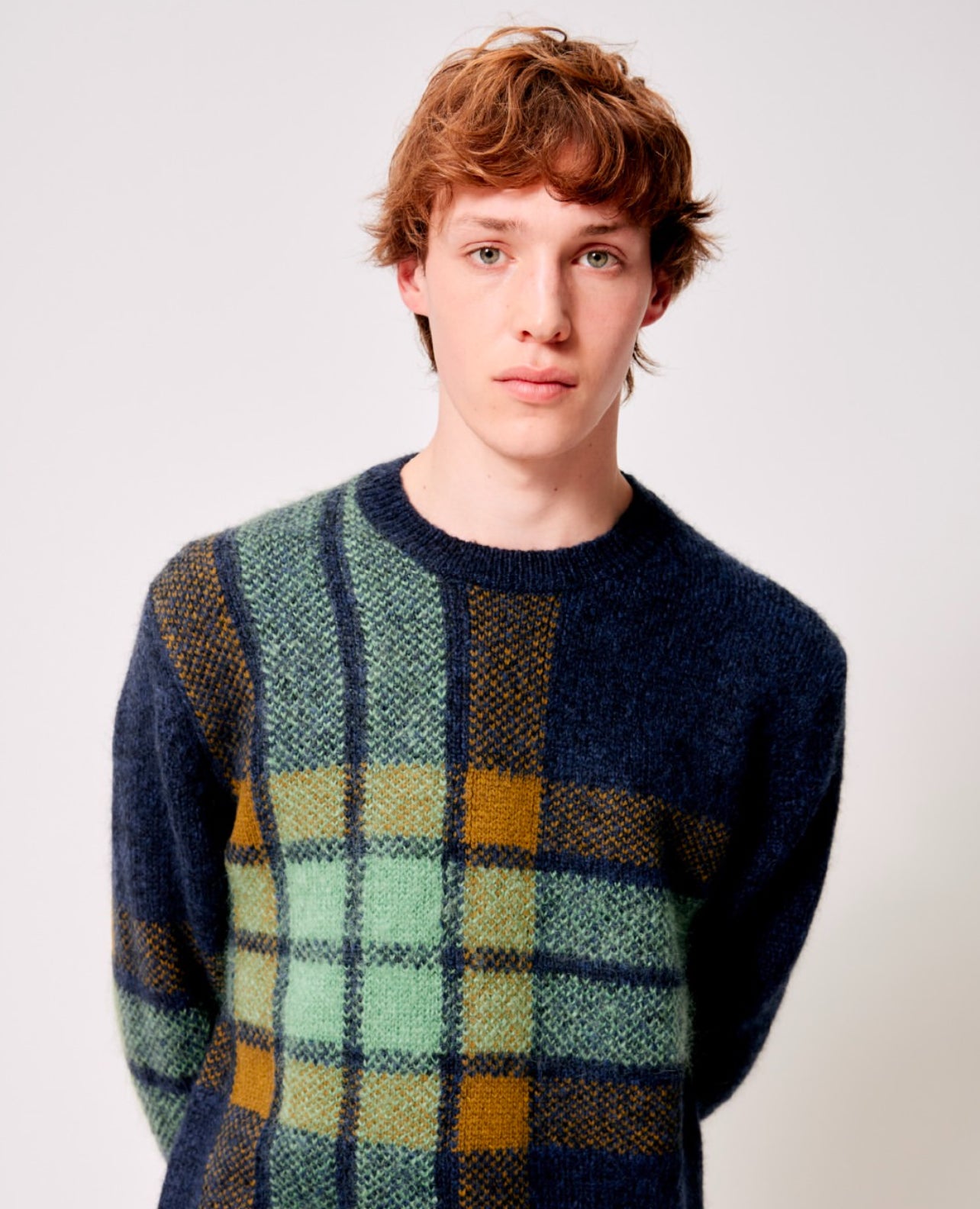 MK Men’s Graphic Check Wool-Blend Pullover Sweater | Cardigan