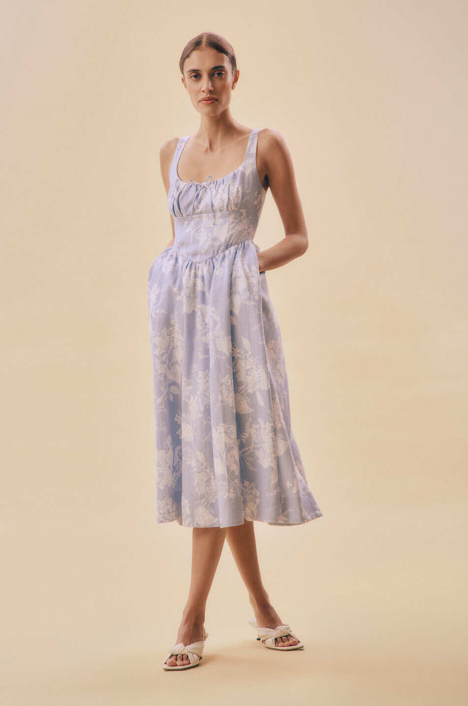 Ref Balia Linen Midi Dress