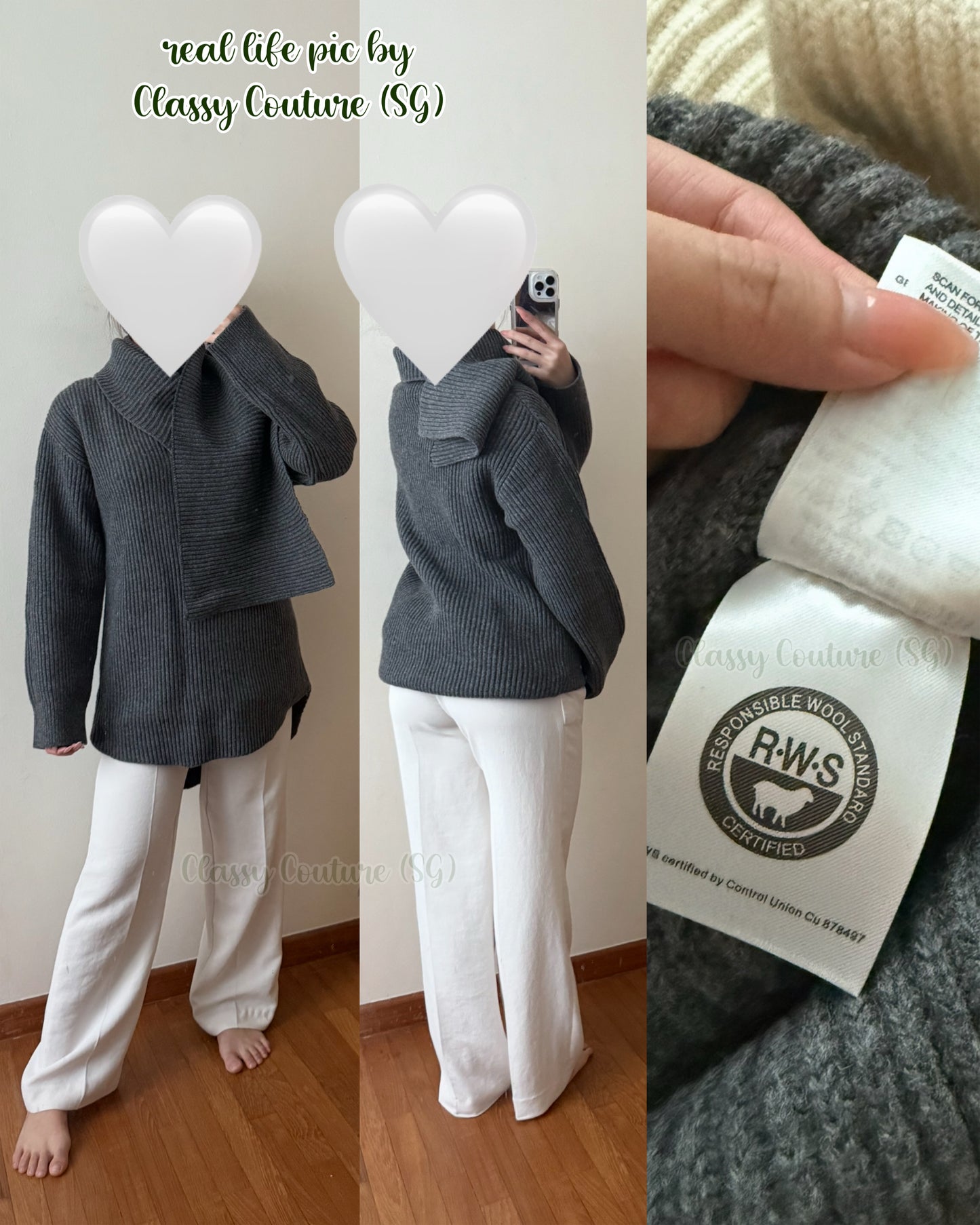 Tot Long Scarf Knit Oversized Wool Sweater