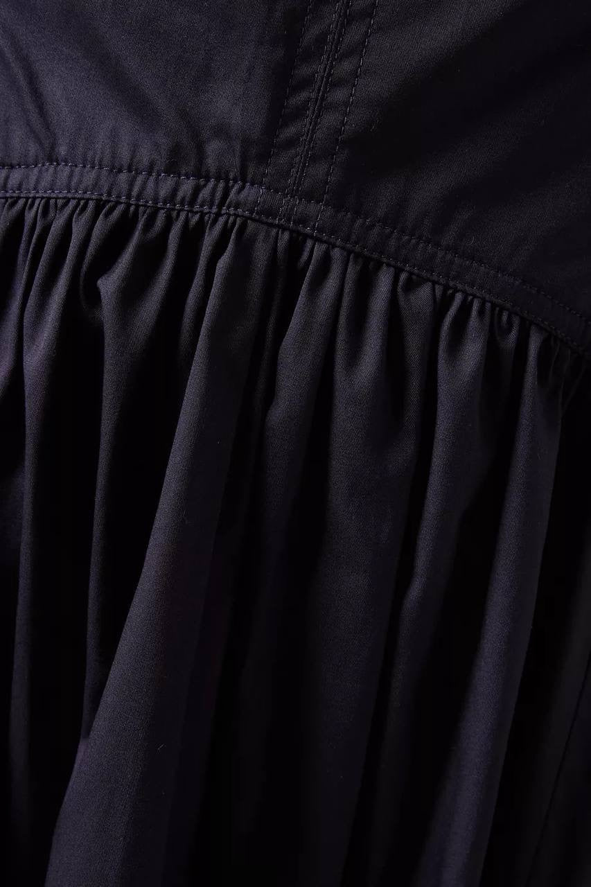 UJ Estelle Cotton Corset Midi Dress in Navy Blue