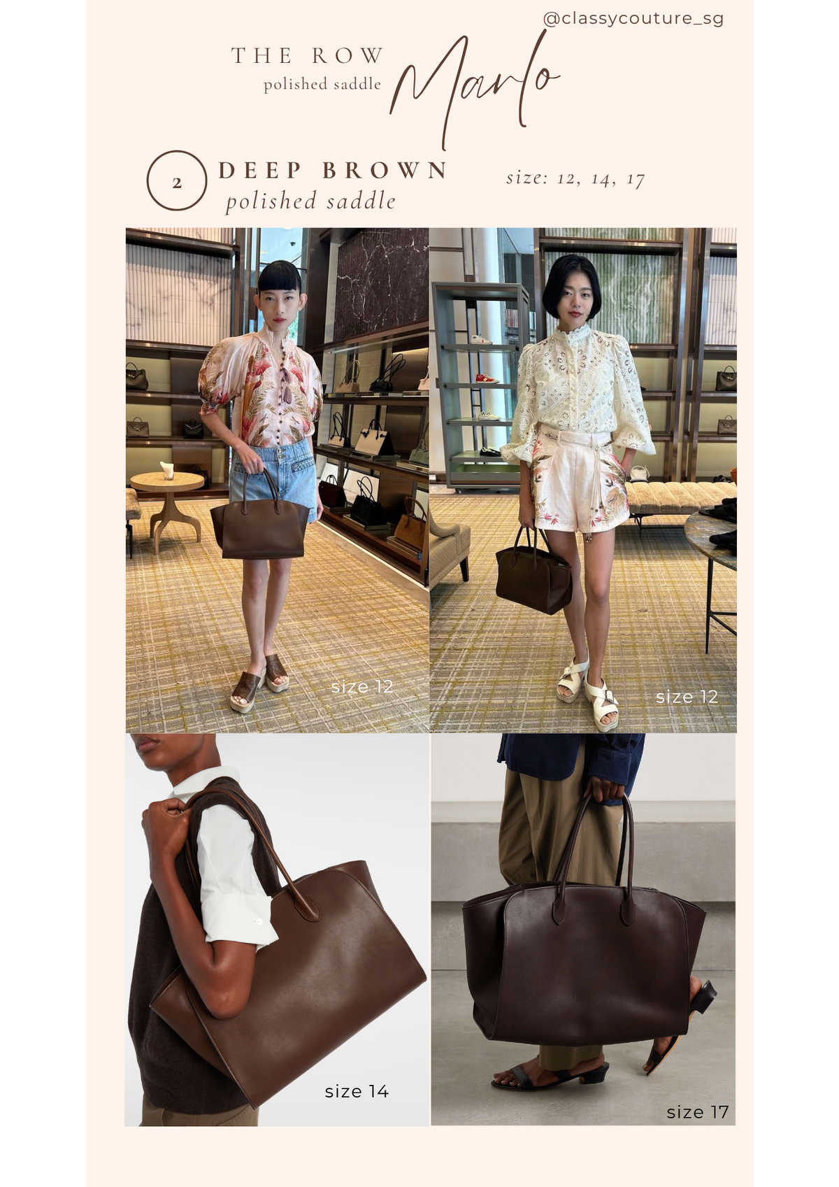 4 Colors! TR Marlo 12/14/17 Bag in Polished Saddle Calfskin Leather