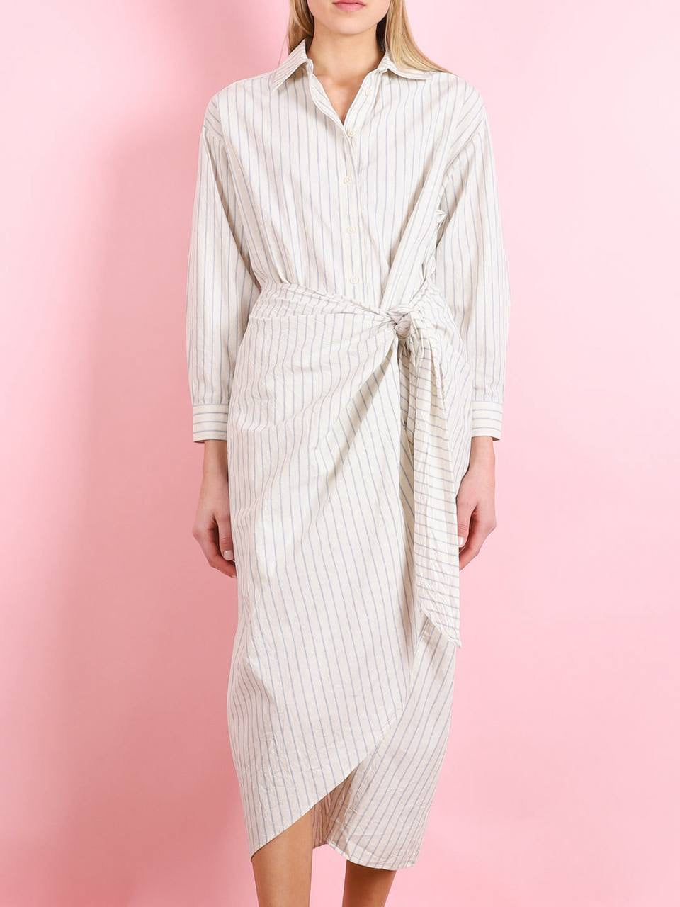 AA Alessandra Sarong Cotton Shirtdress Midi Dress