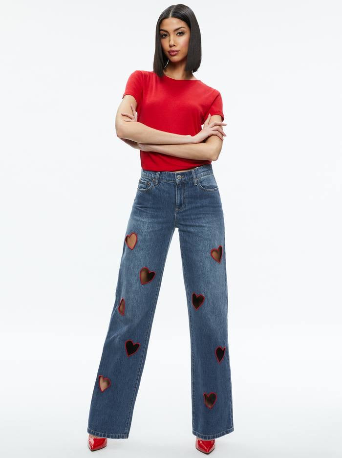 AO Karrie Embroidered Heart Cutout Jeans