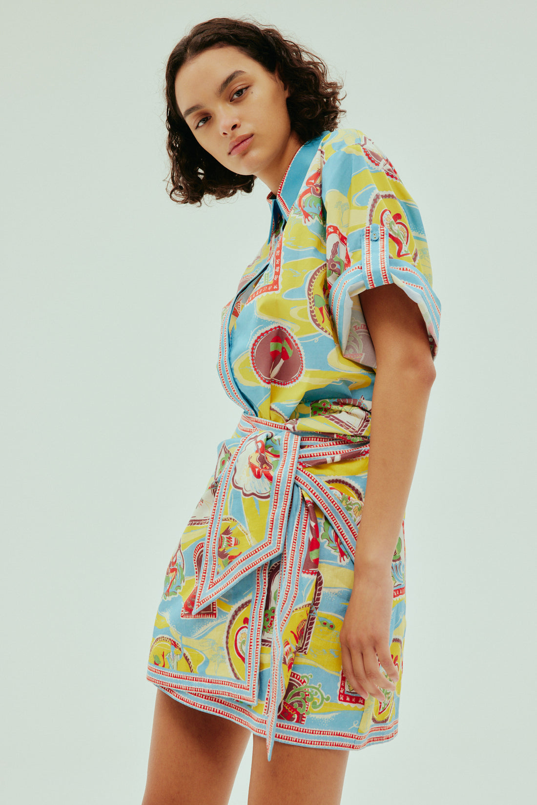 ALM Emilio Cotton Shirt | Sarong Mini Skirt | Set