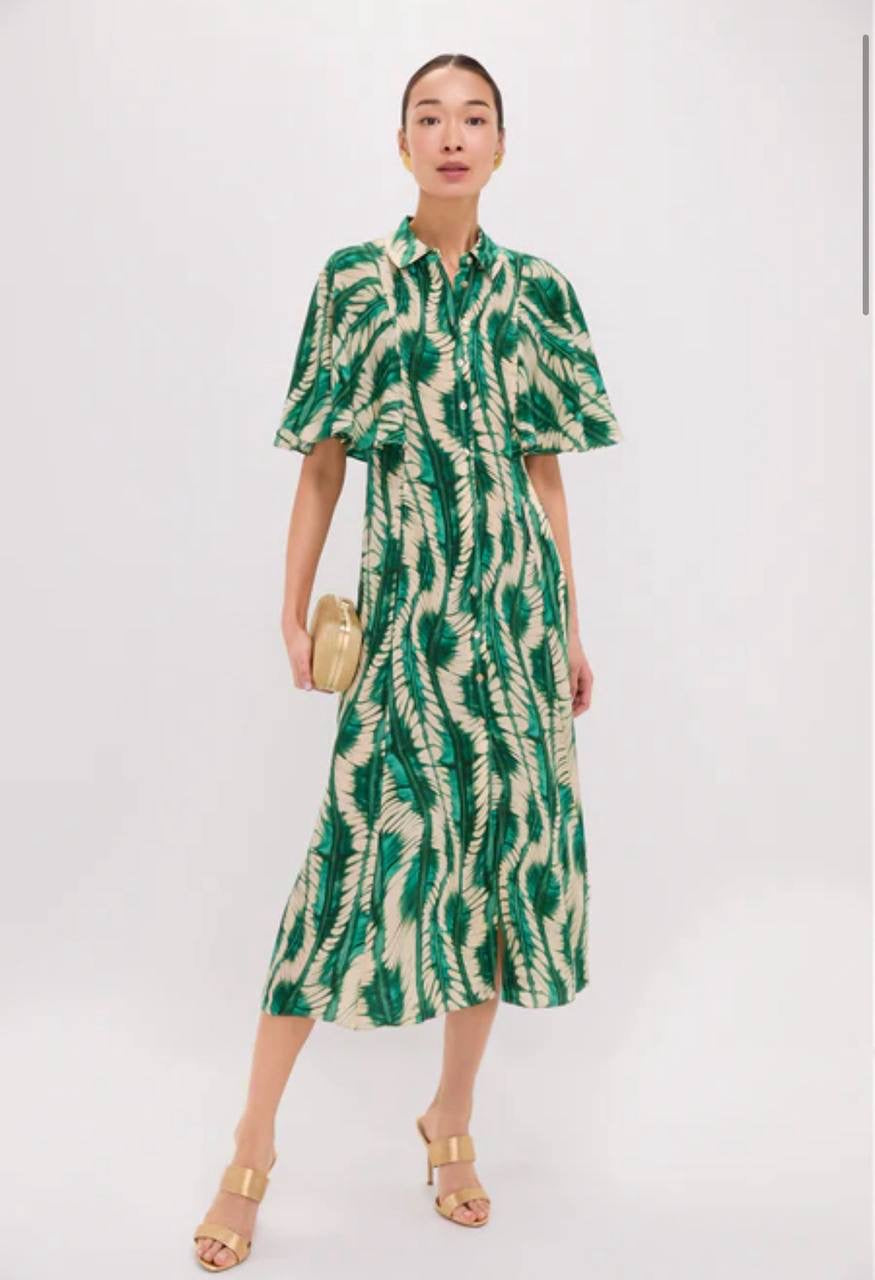 UJ Silhouette Silk Crepe Midi Dress in Acacia