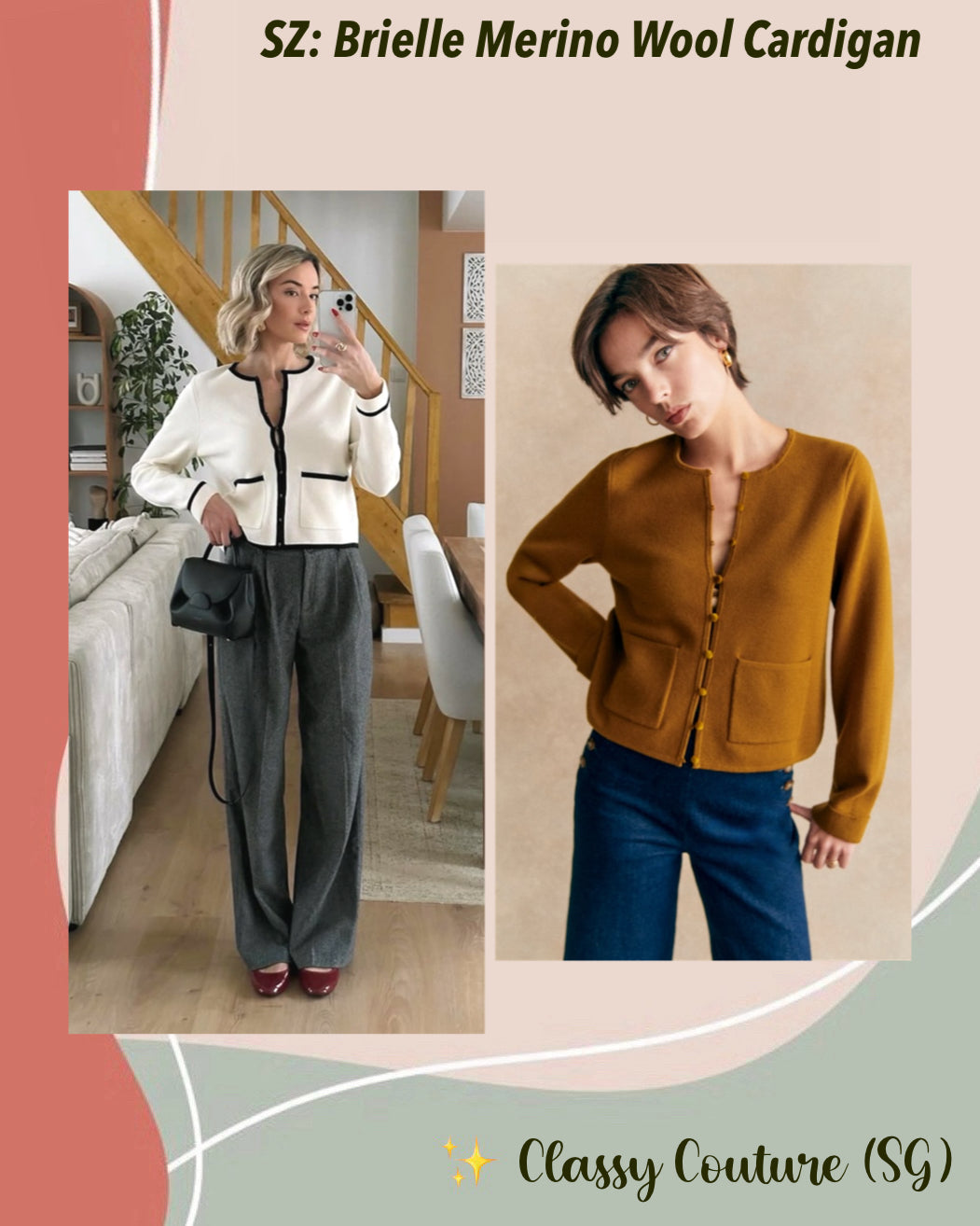 3 Colors! SZ Brielle Merino Wool Cardigan