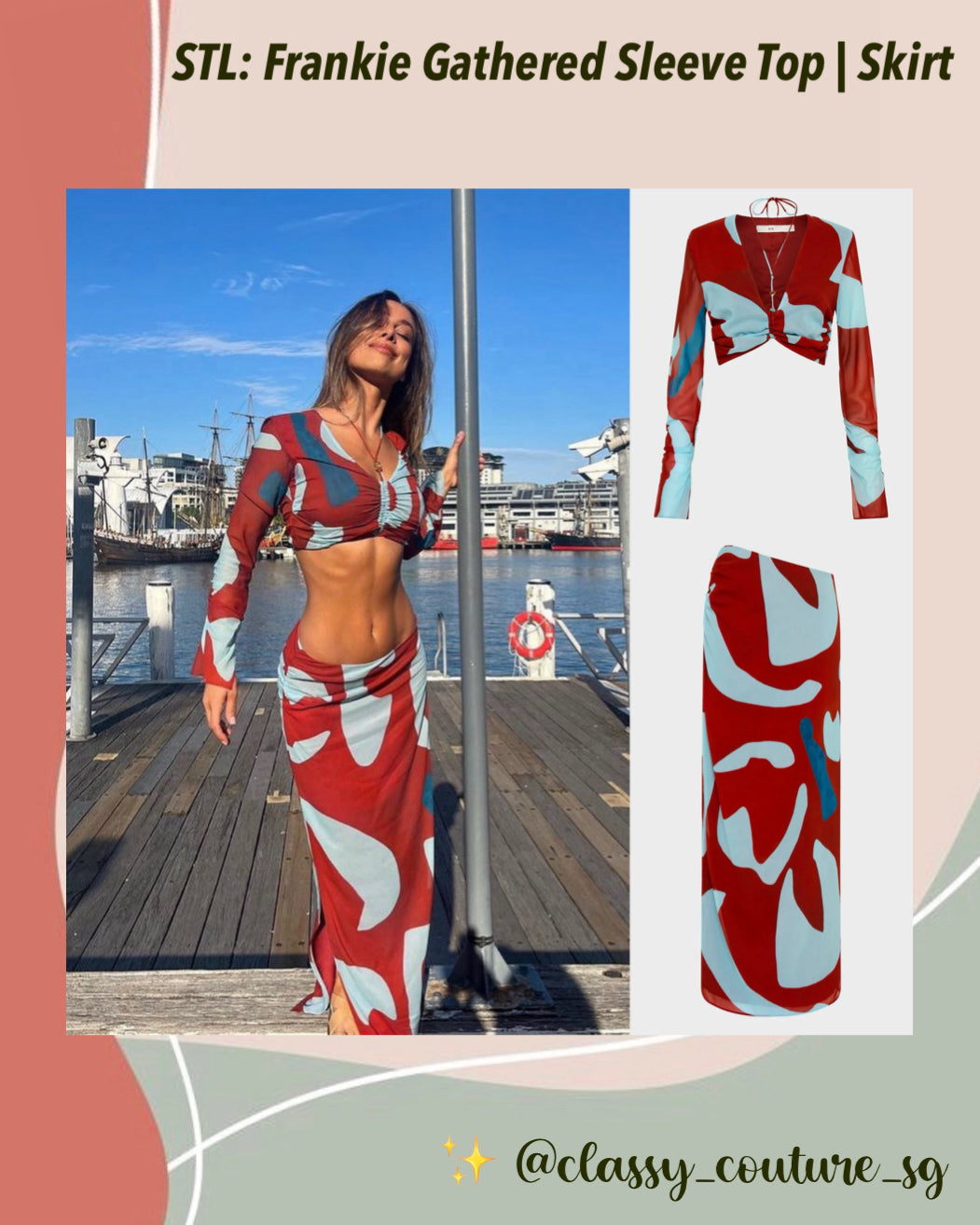 STL Frankie Gathered Silk Blend Midi Skirt