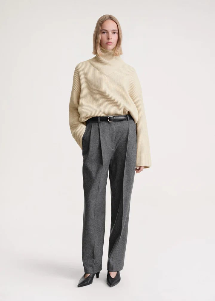 TOT Wrapped Neck Wool Knit Sweater