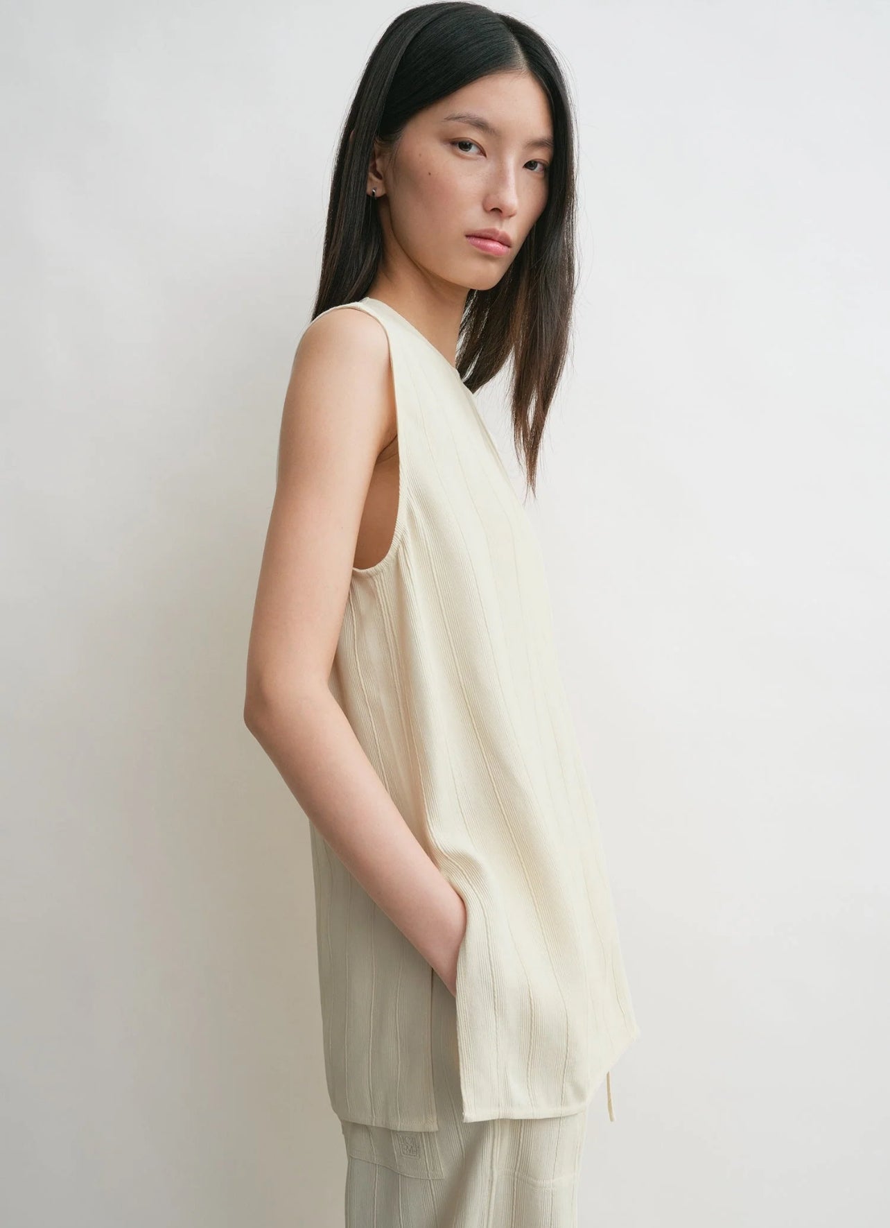 Tot Woven Stripe Top | Pants | Viscose-Linen Set
