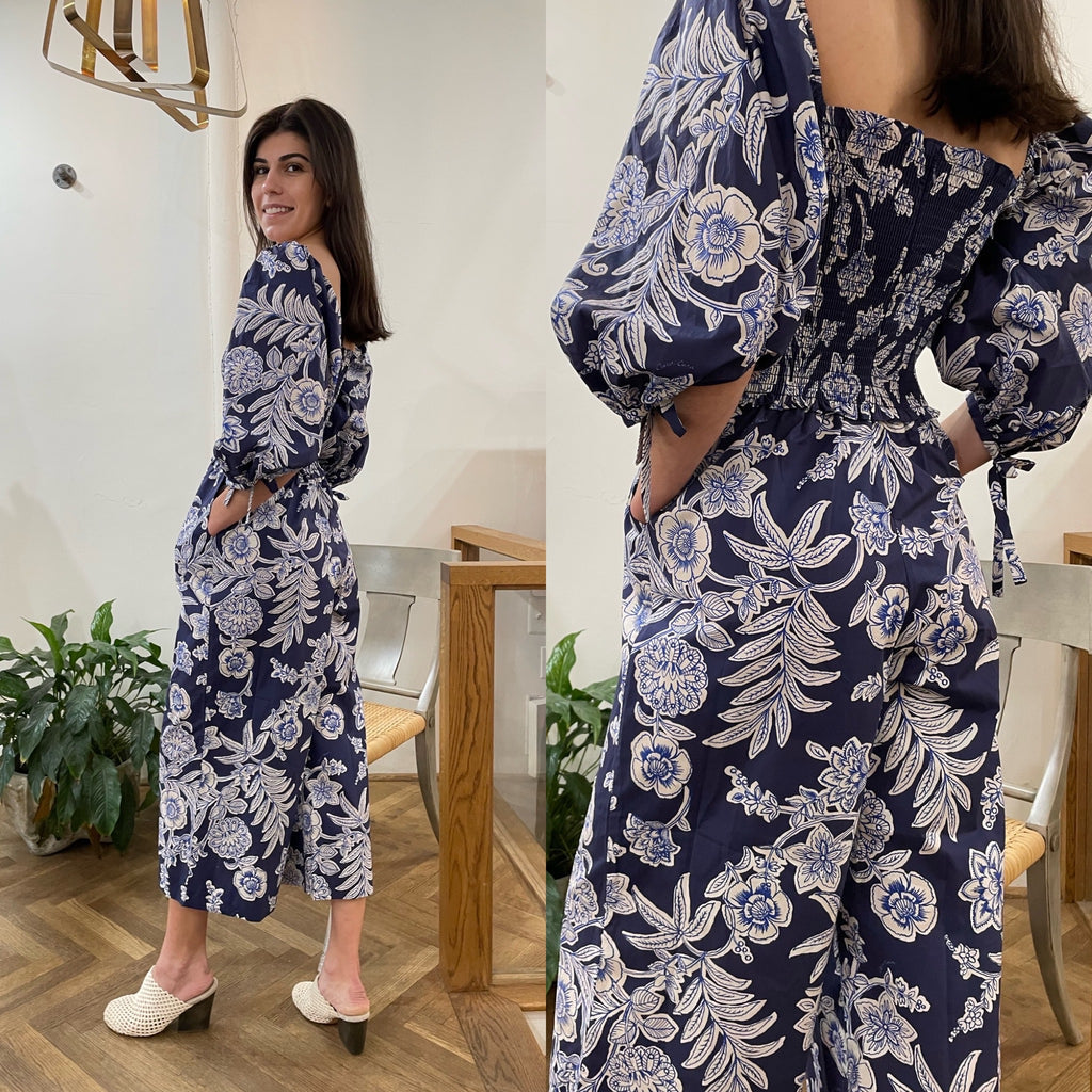 CC Jazzy Cropped Cotton Poplin Jumpsuit