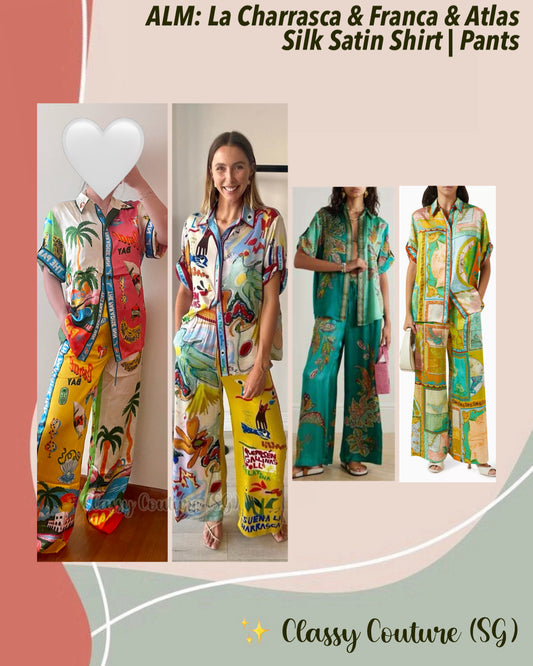 ALM La Charrasca & Franca & Atlas Silk Satin Shirt | Pants | Set