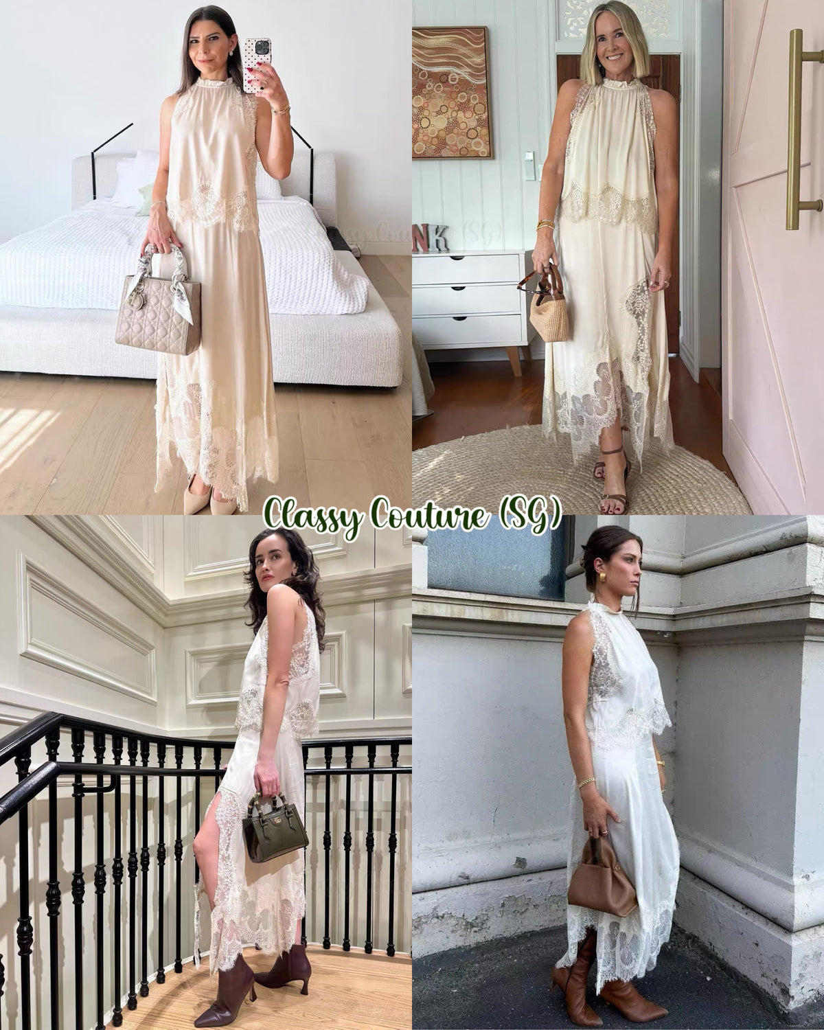 TF Visions Lace Crop Top | Handkerchief Midi Skirt | Cupro-rayon Satin Set