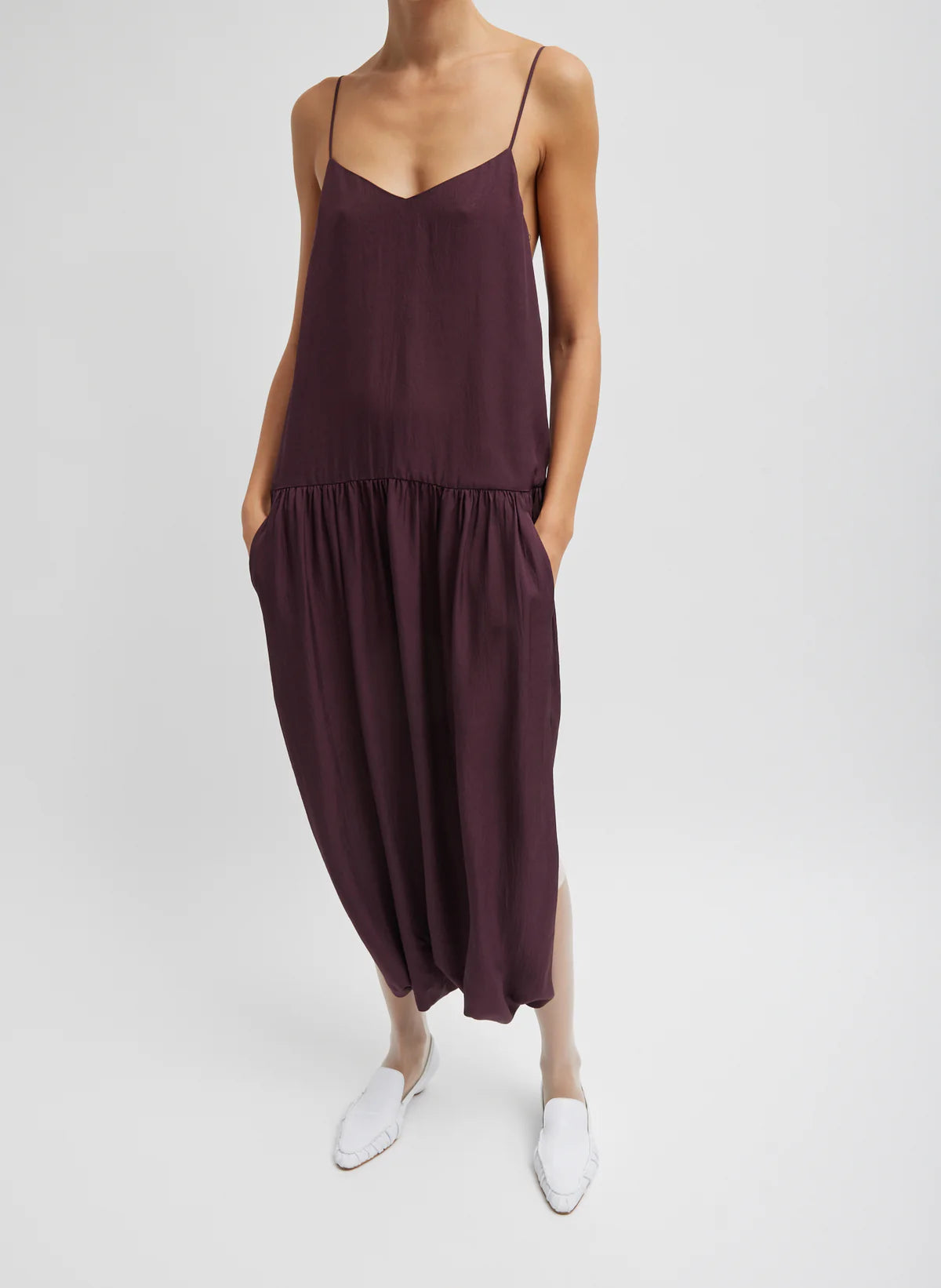 TB Spring Acetate Strappy Jalouise Midi Dress
