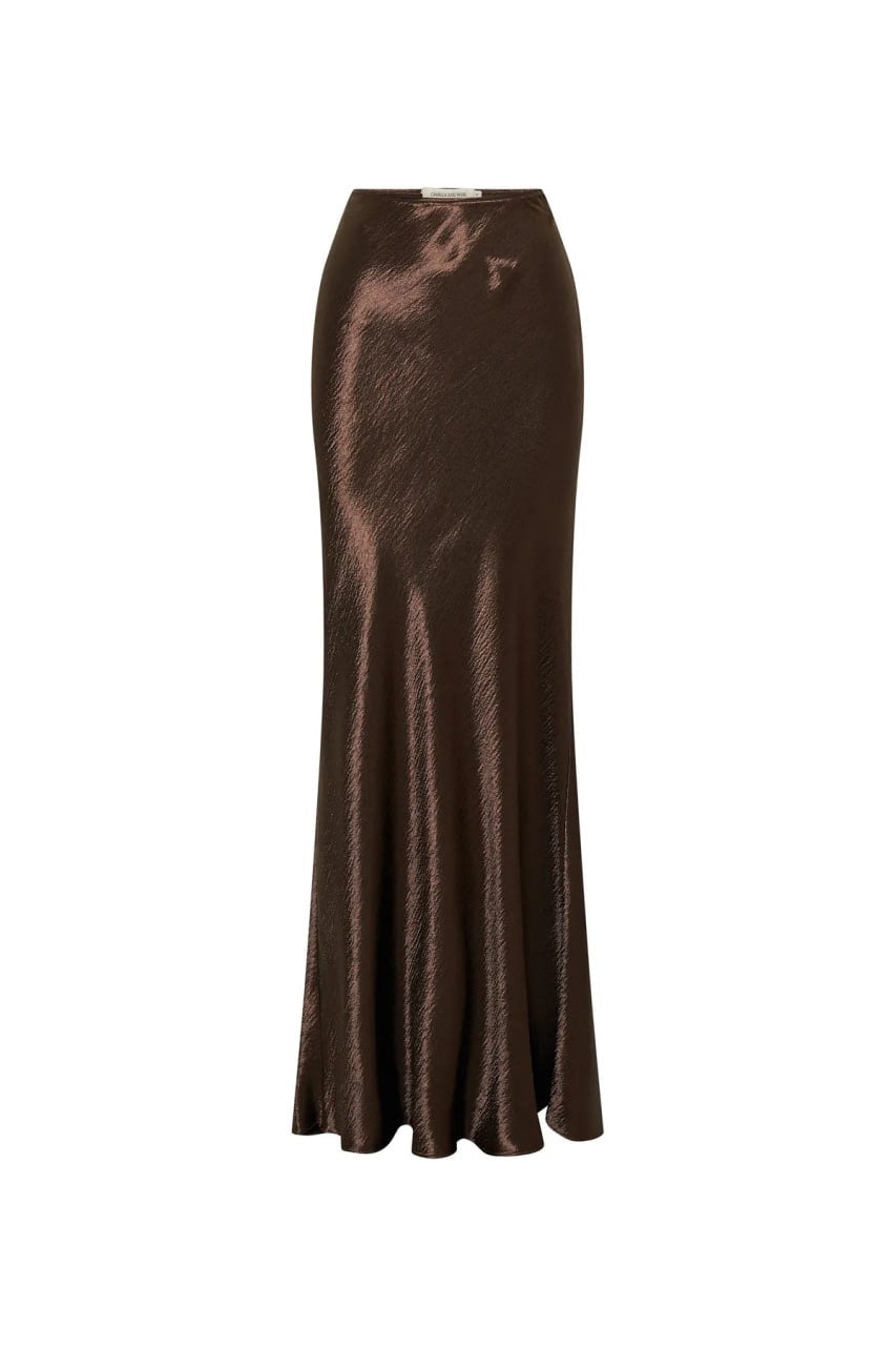 CM Myah Satin Skirt in Chocolate Brown