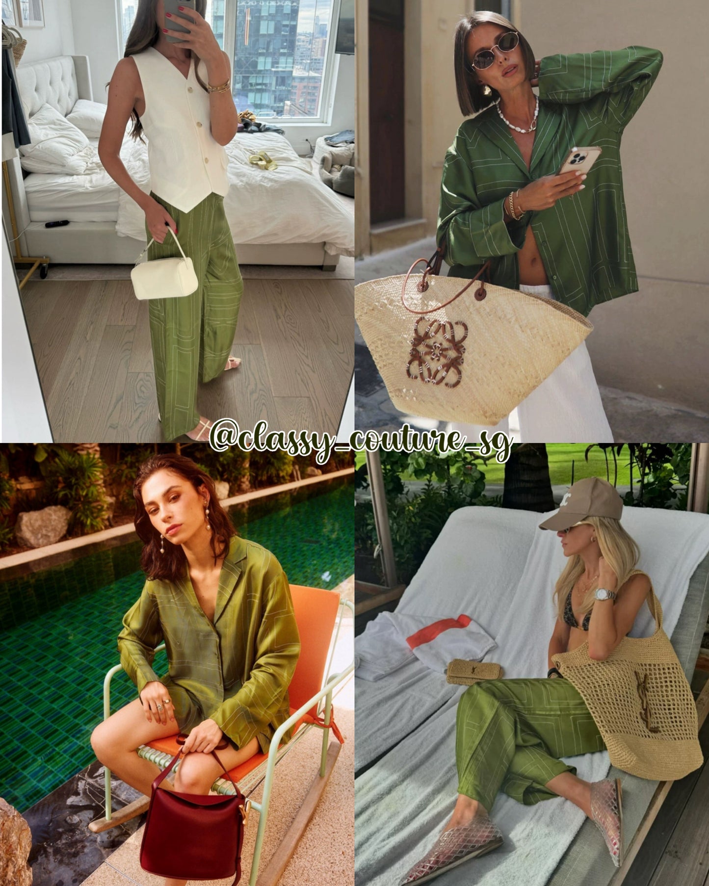 Tot Monogram Silk PJ Shirt Top | Shorts | Pants | Set