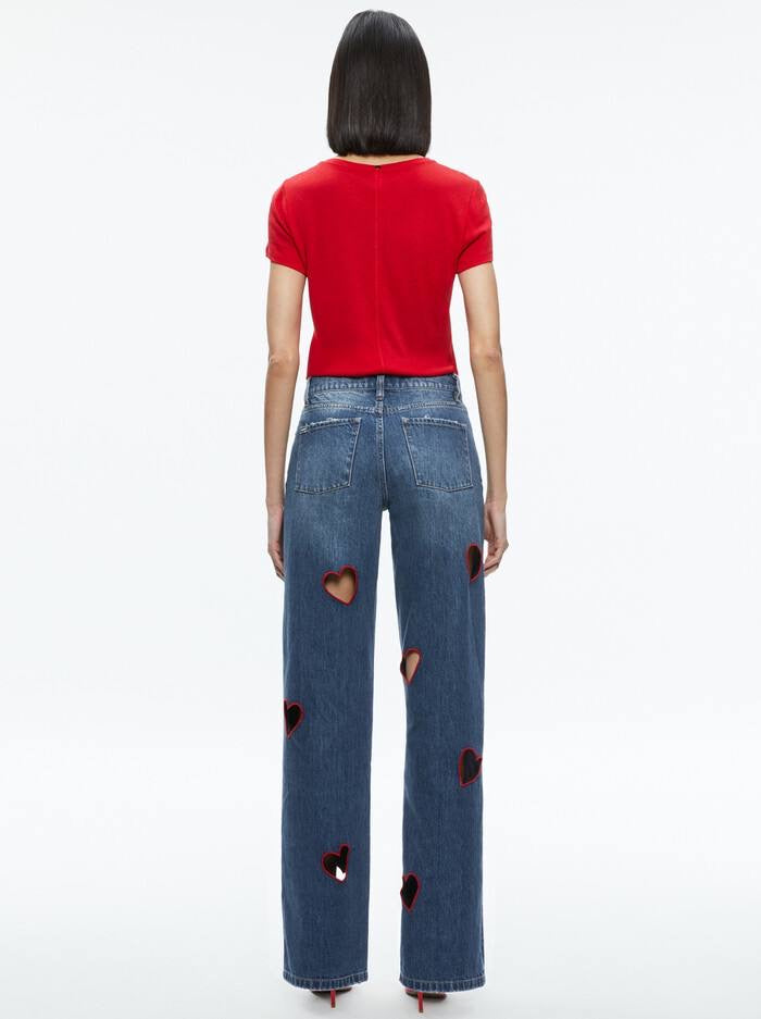 AO Karrie Embroidered Heart Cutout Jeans