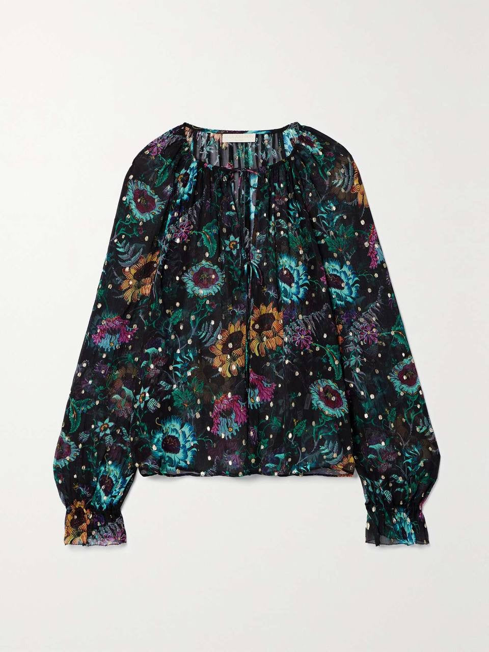 UJ Bernadette Silk Long Sleeve Blouse Top