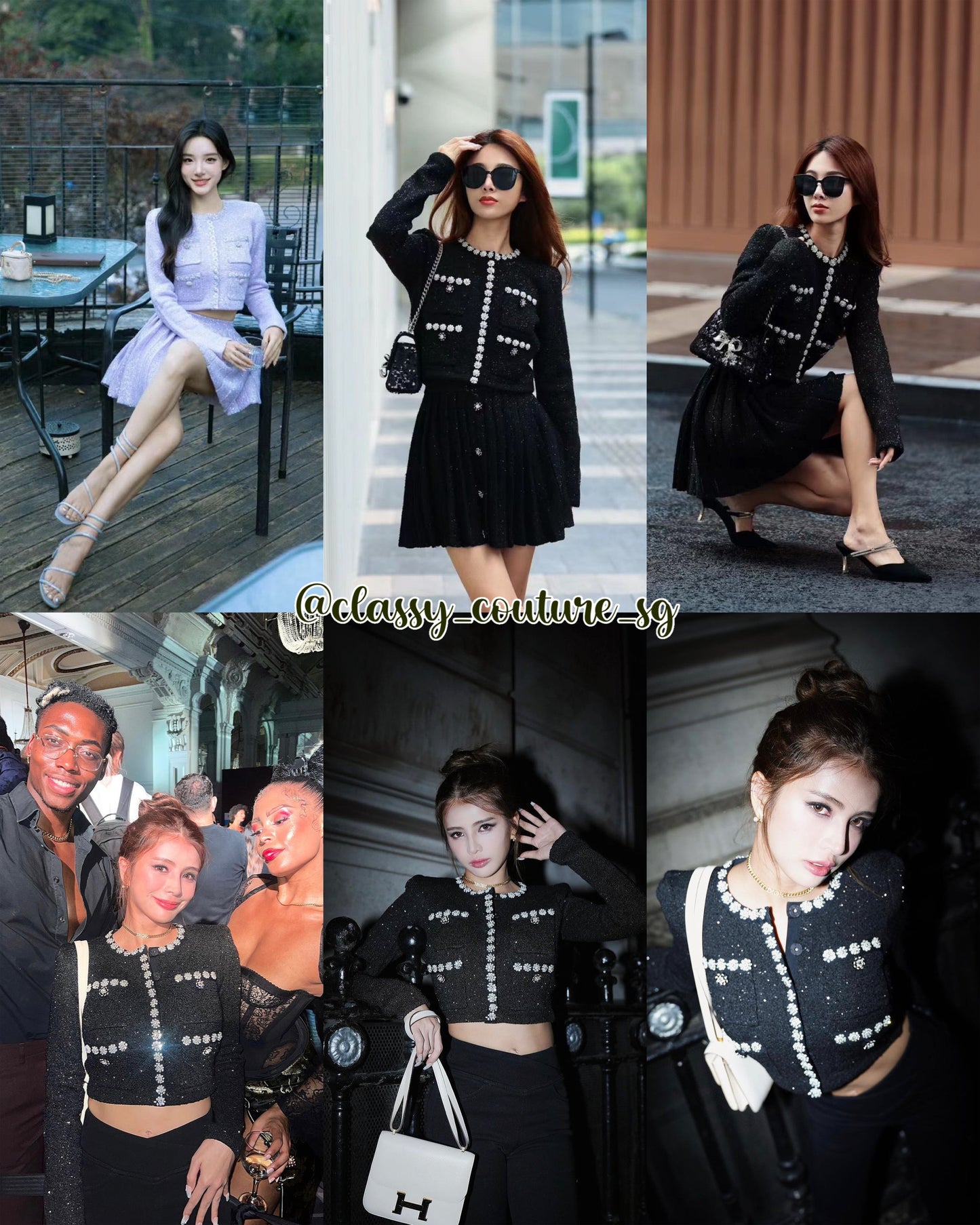 SP Black Sequin Knit Cardigan | Pleated Knit Skirt | cropped mini Set