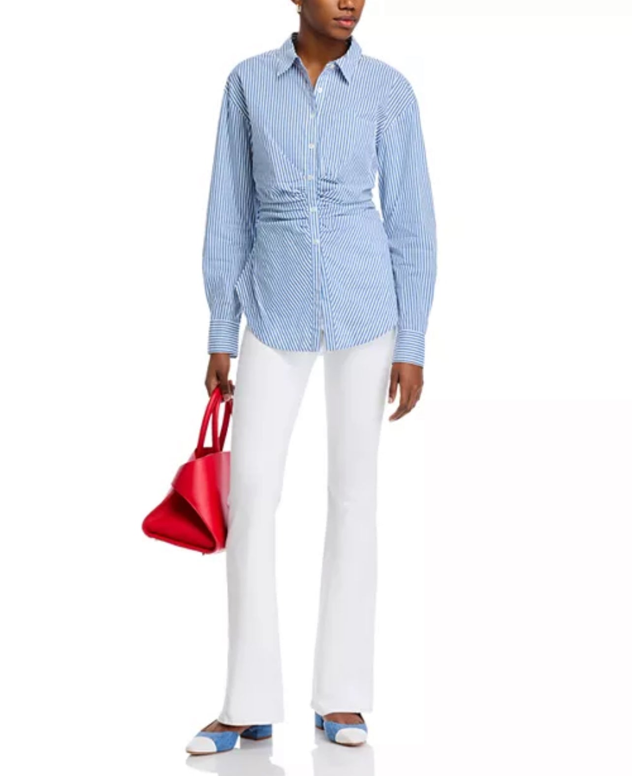 VB Bosco Ruched Cotton Blend Shirt Top