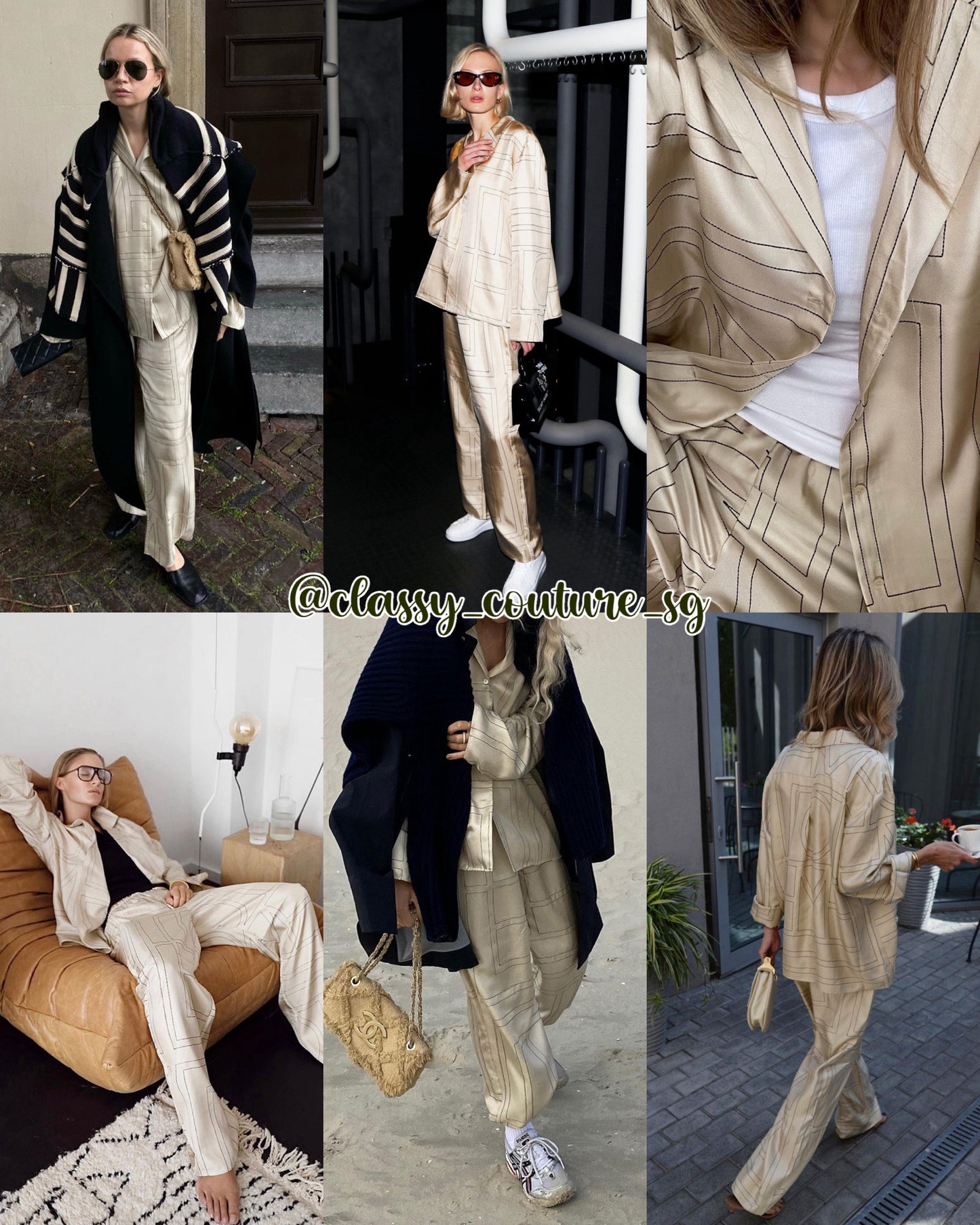Tot Monogram Silk PJ Shirt Top | Shorts | Pants | Set