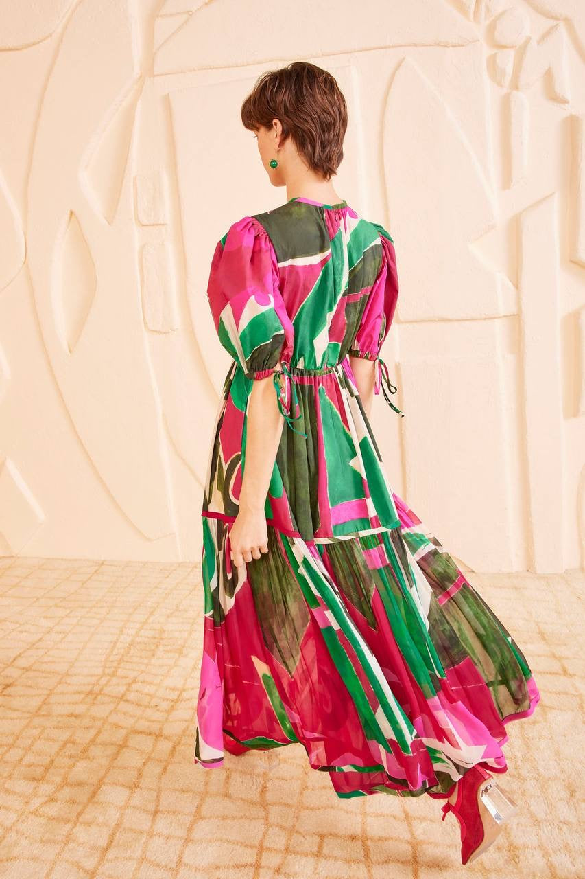 UJ Collage Silk-Cotton Midi Dress