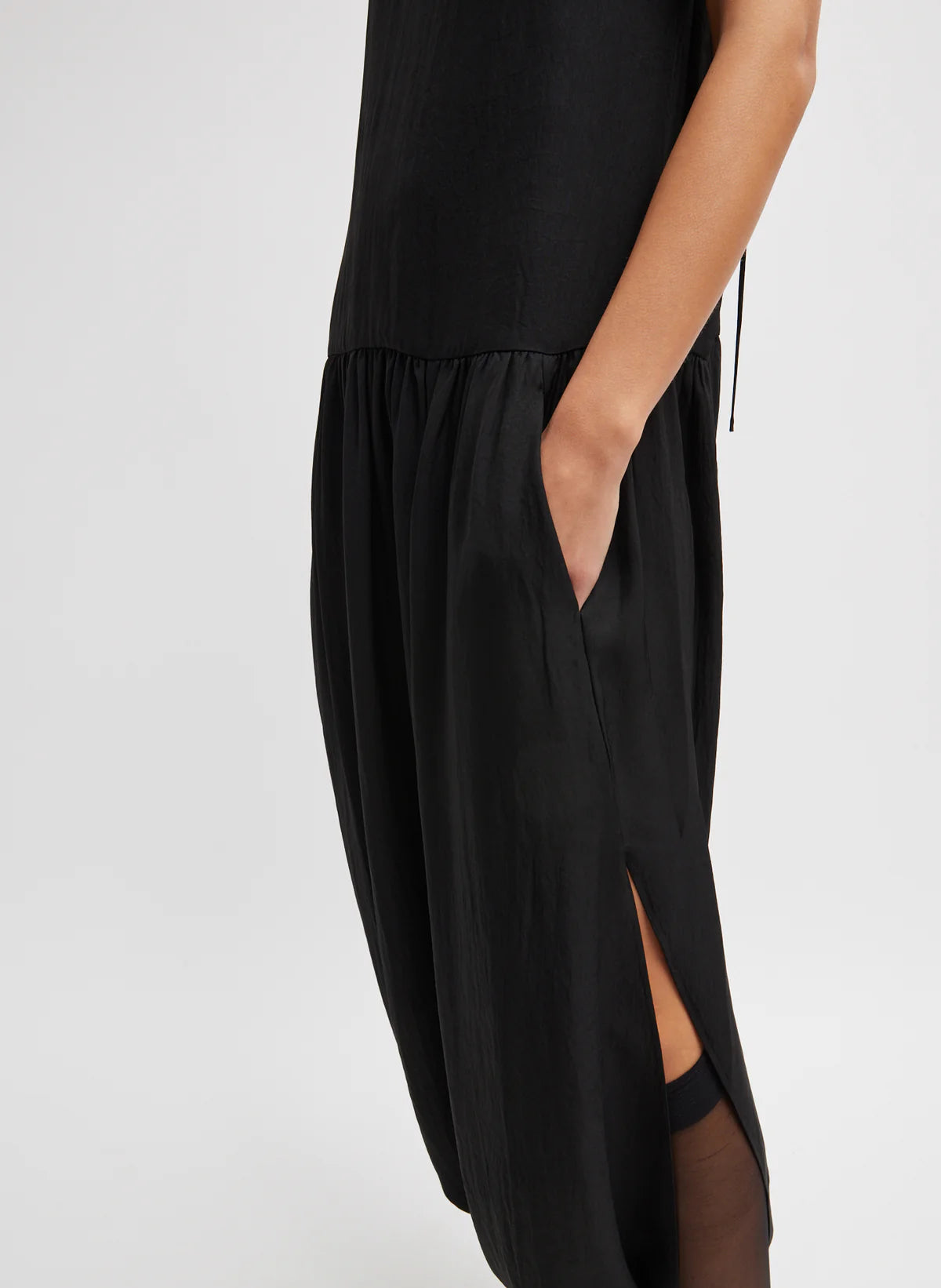 TB Spring Acetate Strappy Jalouise Midi Dress