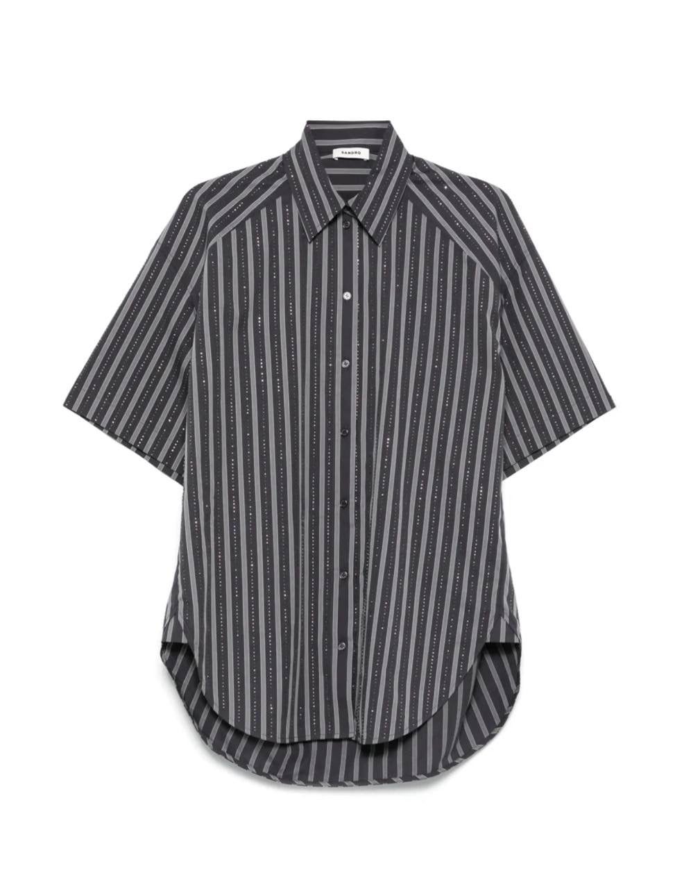 SD Midnight Striped Rhinestone Cotton Shirt | Middy Bubble Mini Skirt | Set