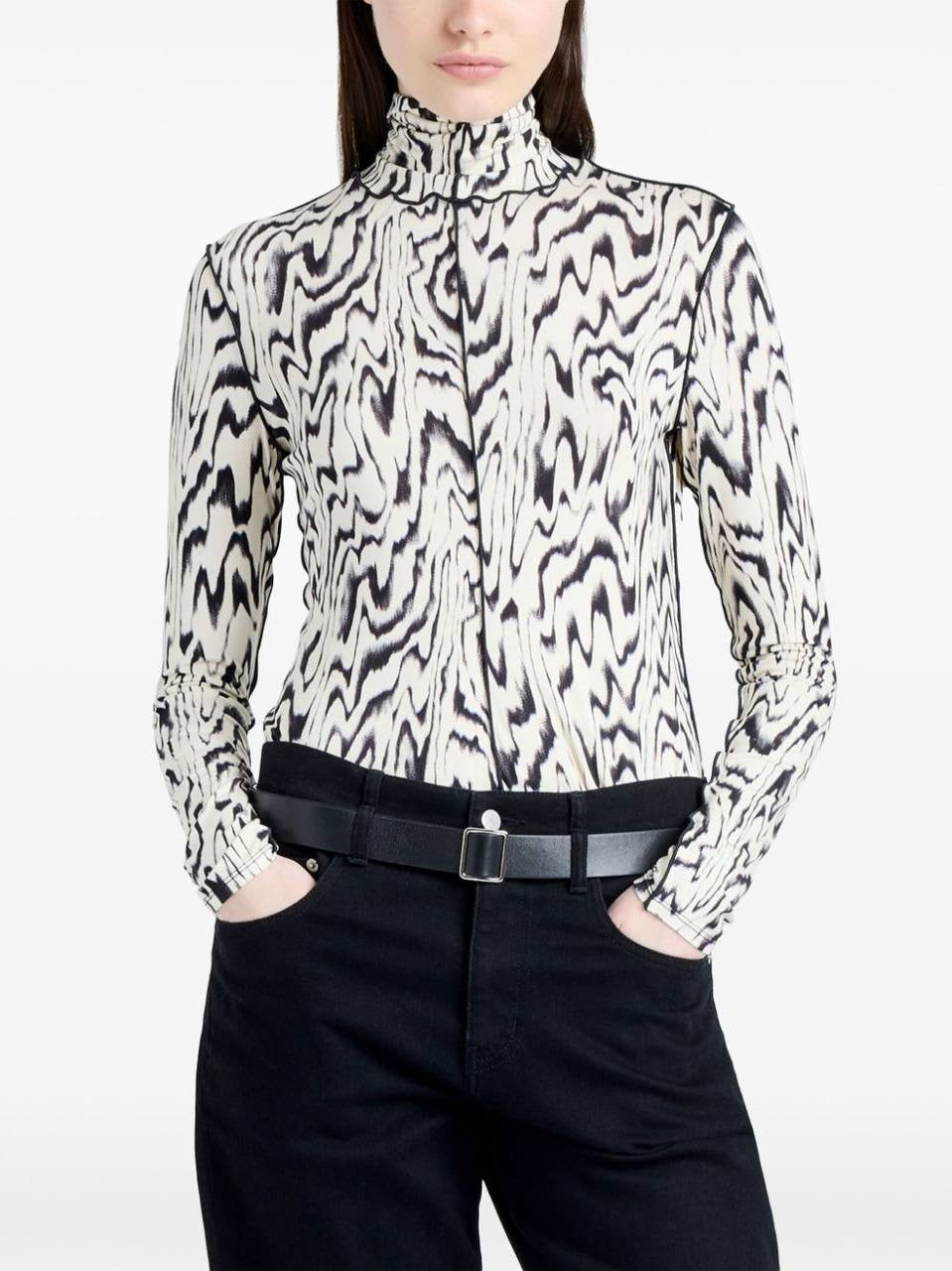 PS Audrey Printed Jersey Turtleneck Top