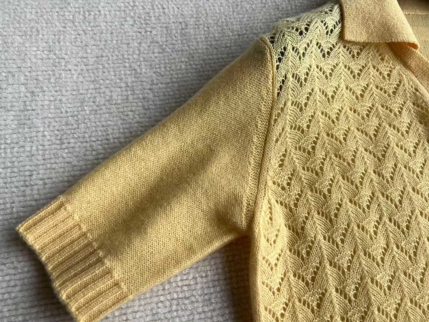 MM Lace Effect Cashmere Sheer Polo Shirt