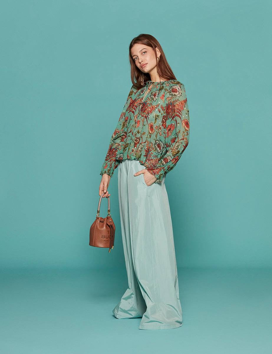 UJ Bernadette Silk Long Sleeve Blouse Top