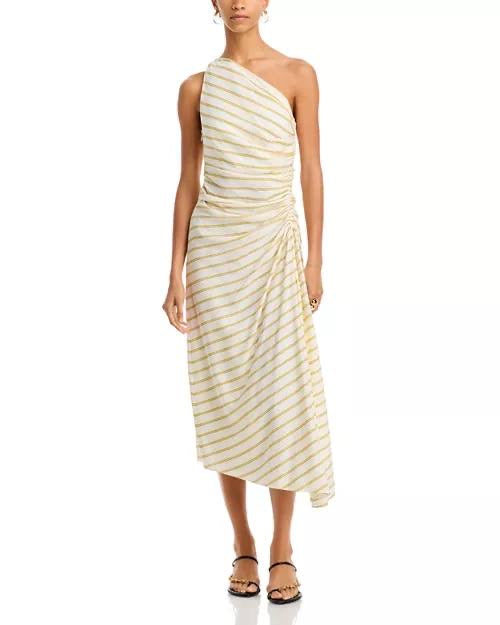 2 Colors! ALC Carolyn Viscose-Silk One Shoulder Midi Dress