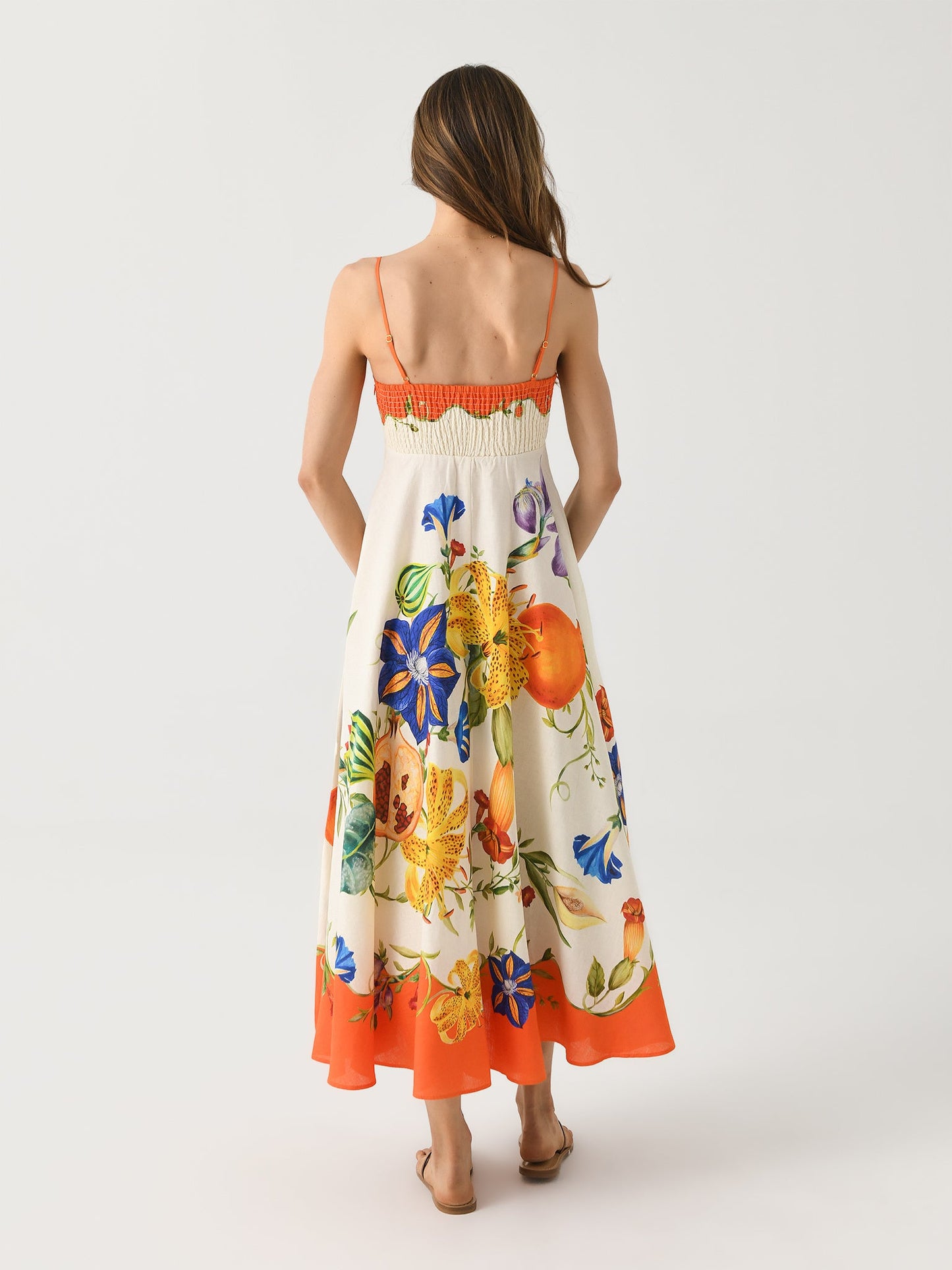 ALM Flores & Nadia Linen Midi Sundress Dress