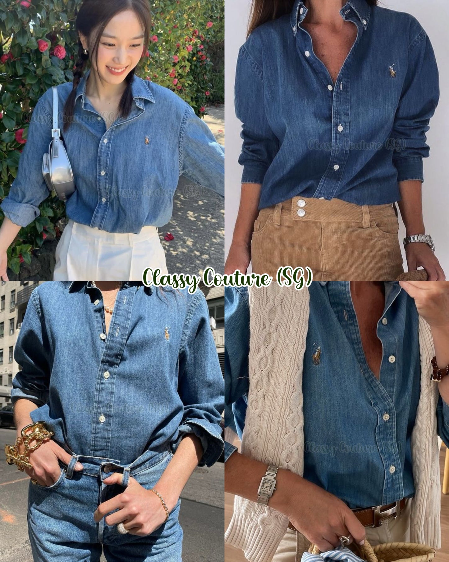RL Men’s / Unisex Custom Slim Fit Denim Cotton Shirt