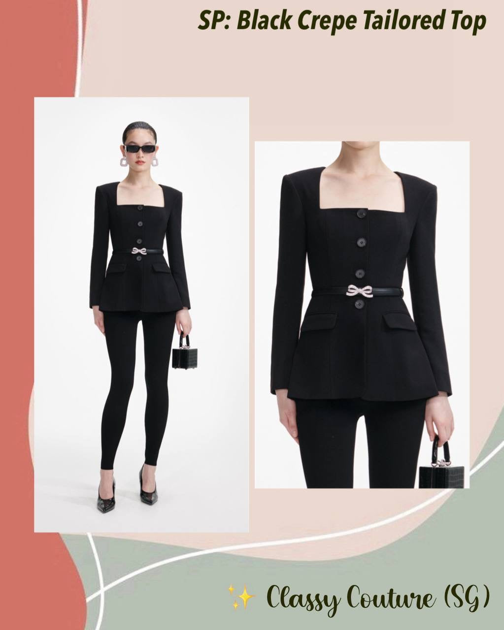 SP Black Crepe Tailored Top