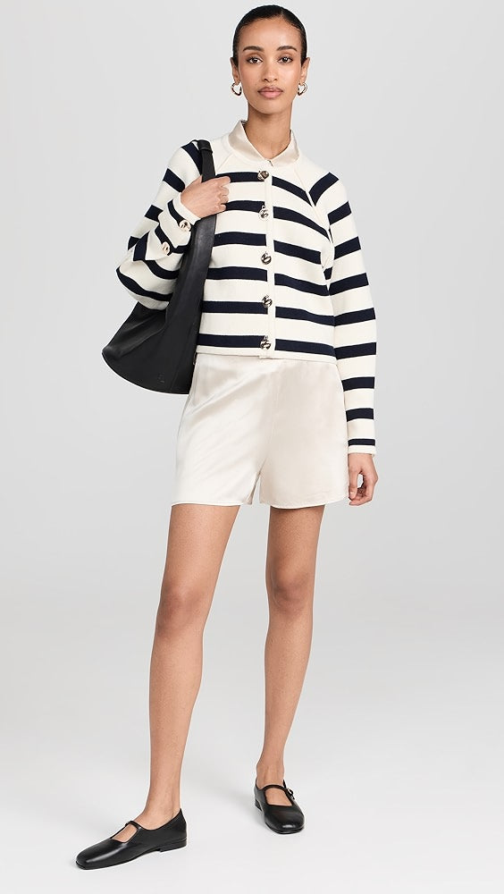 BA Massimo Striped Cardigan in Ecru/Navy