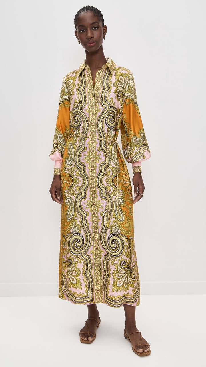 ALM Clemenza Silk Shirtdress Midi Dress