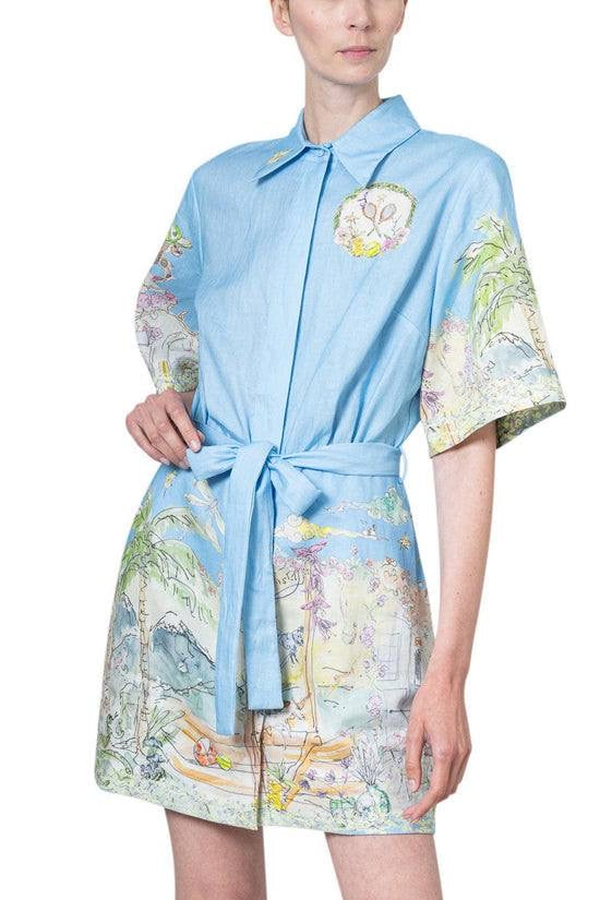 ALM Anouk Linen Mini Dress Shirtdress