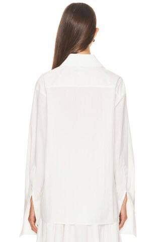 HS Classic Oversized Tech Poplin Shirt in White & Blue