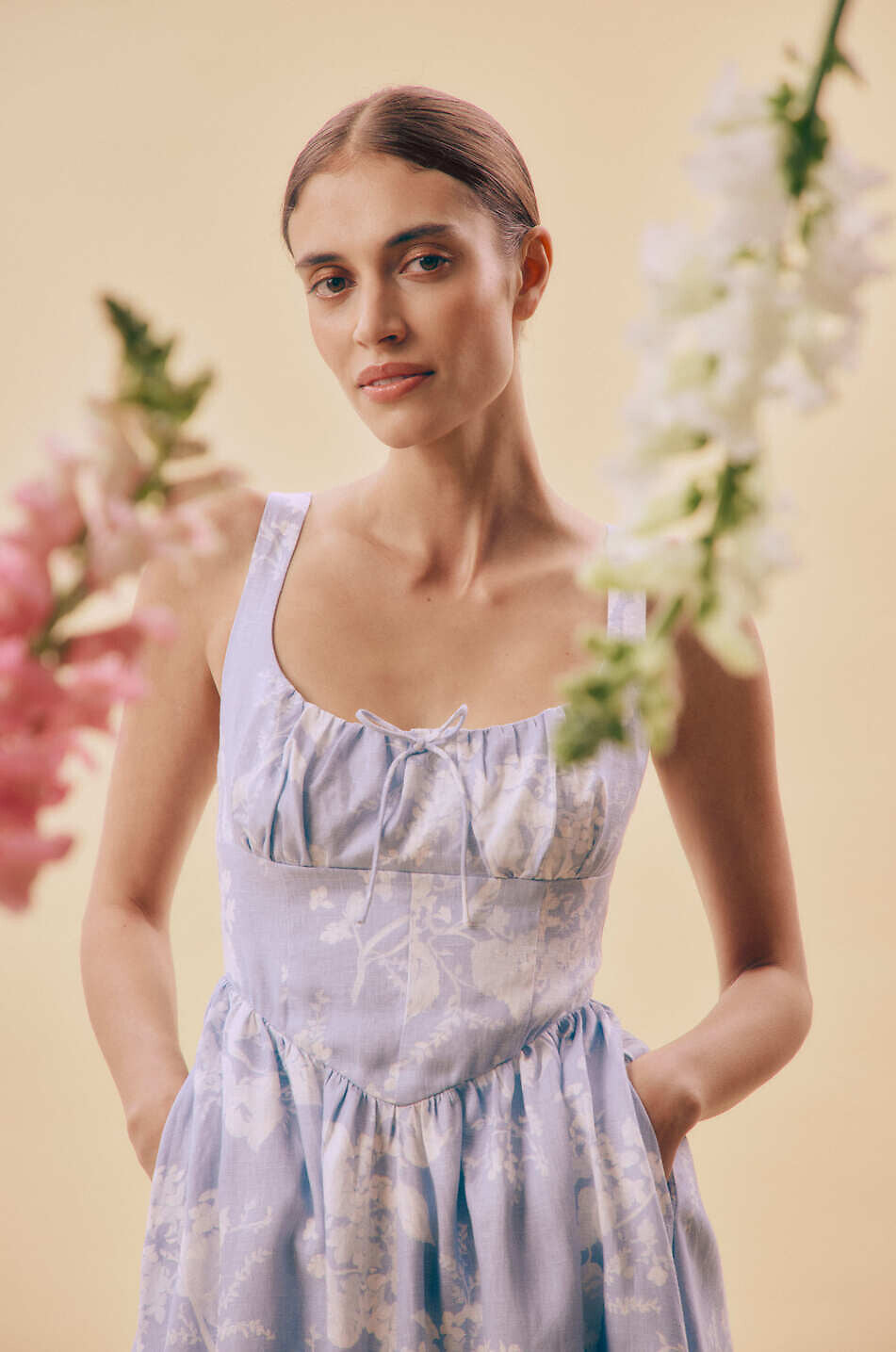 Ref Balia Linen Midi Dress
