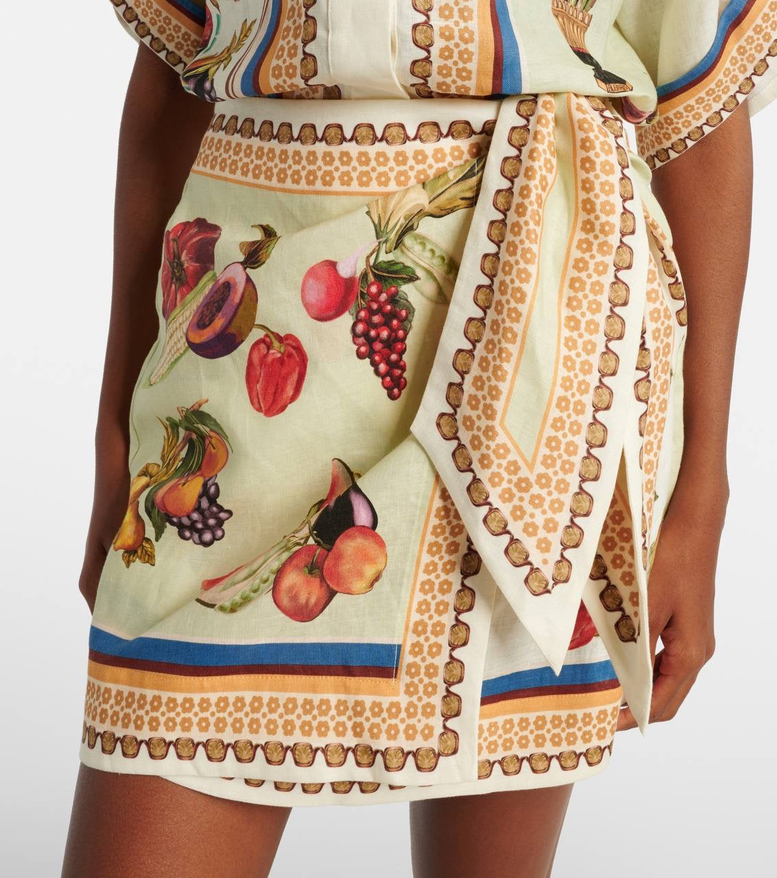 ALM Mercado Printed Linen Shirt | Pant | Wrap Mini Skirt | Set
