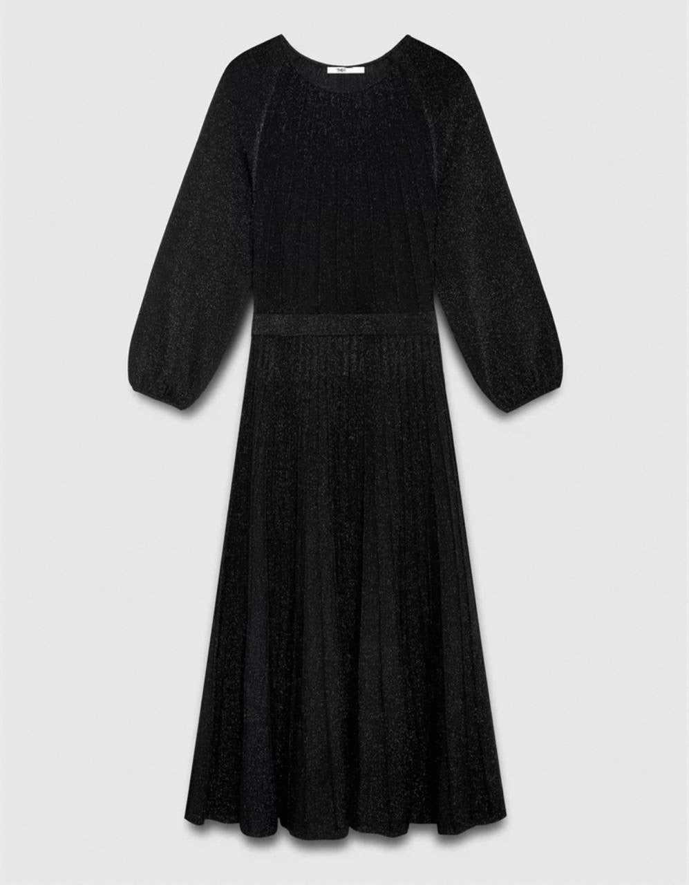 TF Lumia Viscose-blend Metallic Black Knitted Midi Dress