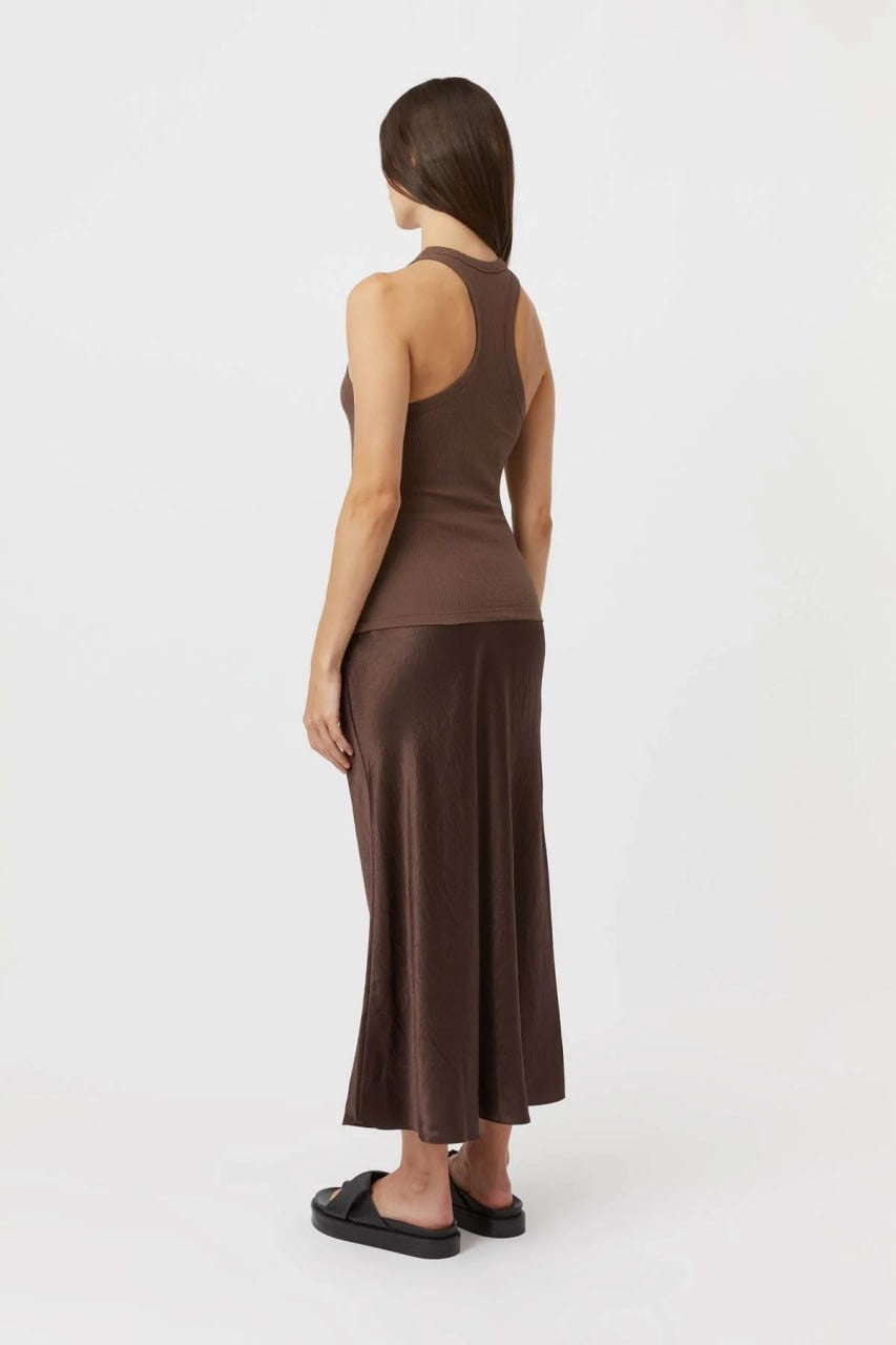CM Myah Satin Skirt in Chocolate Brown