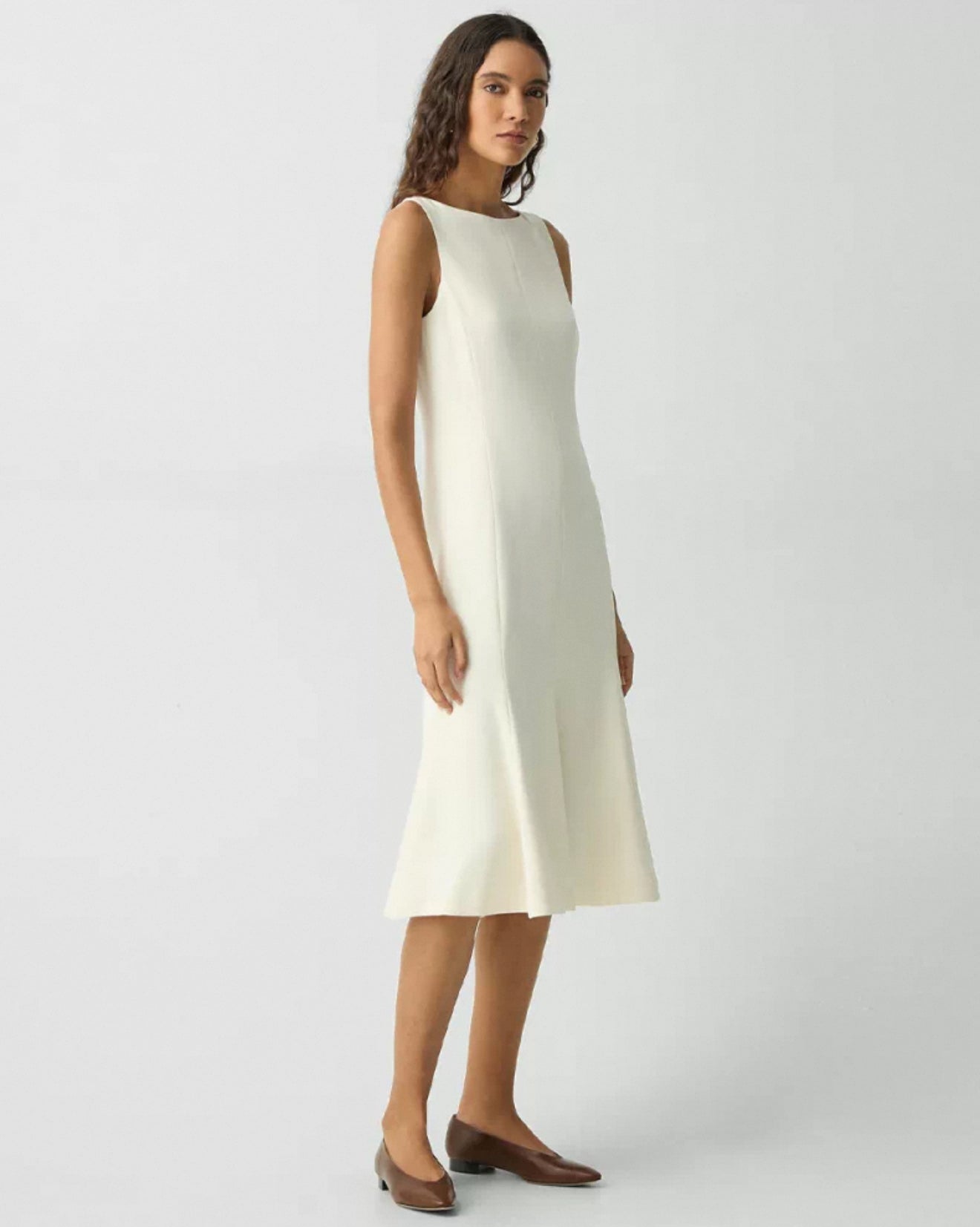 TH Sleeveless Fit-and-Flare Mermaid Midi Dress in Admiral Crepe